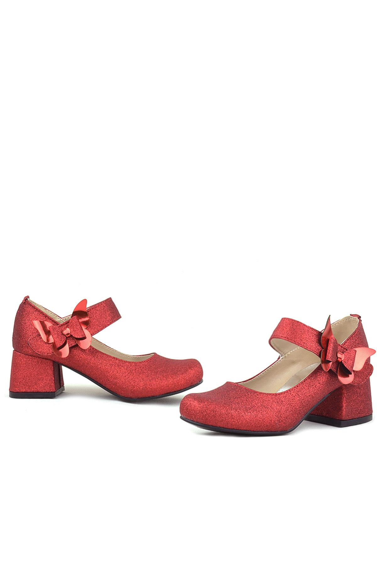 Winx Red Shiny Butterfly Kids Girls Heeled Shoes