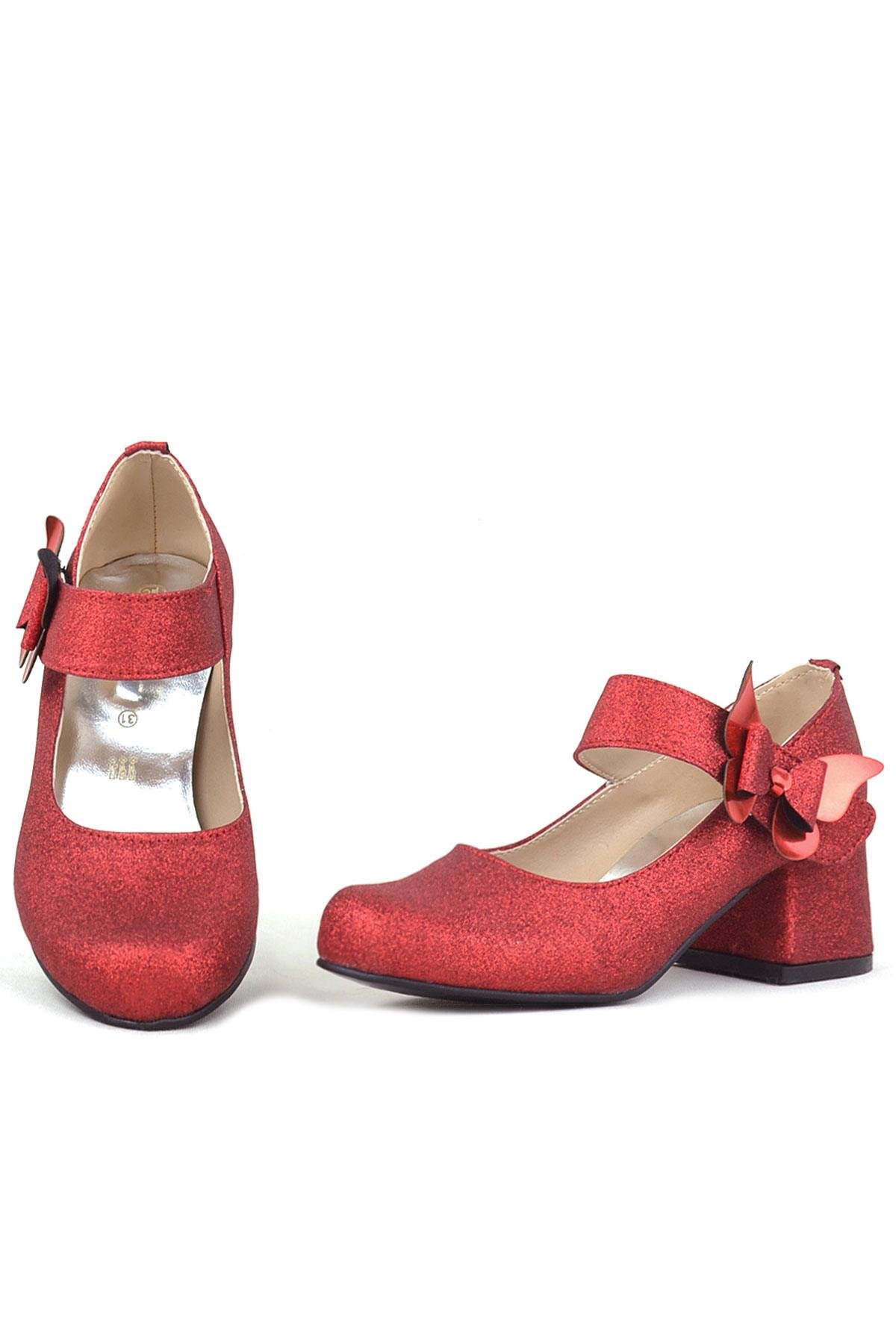 Winx Red Shiny Butterfly Kids Girls Heeled Shoes