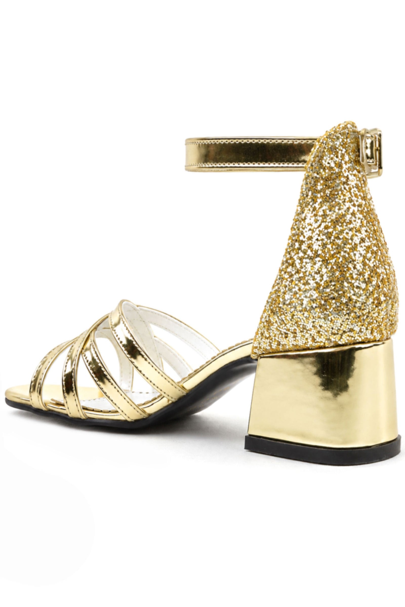 Thick Gold Party Girl Dress Heeled Shoes