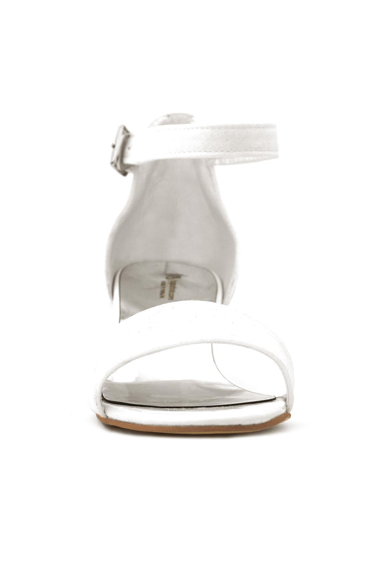 Lilo Simli Beyaz Tek Bantlı Kız Çocuk Topuklu Abiye Ayakkabı