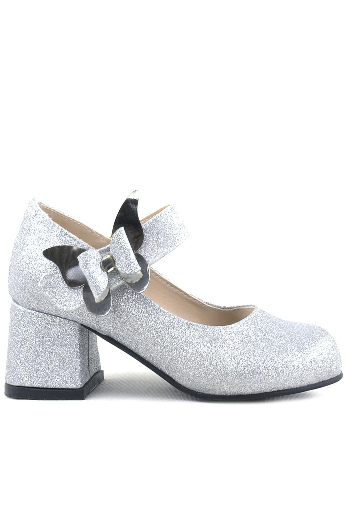 Winx Silvery Shiny Butterfly Kids Girls Heeled Shoes