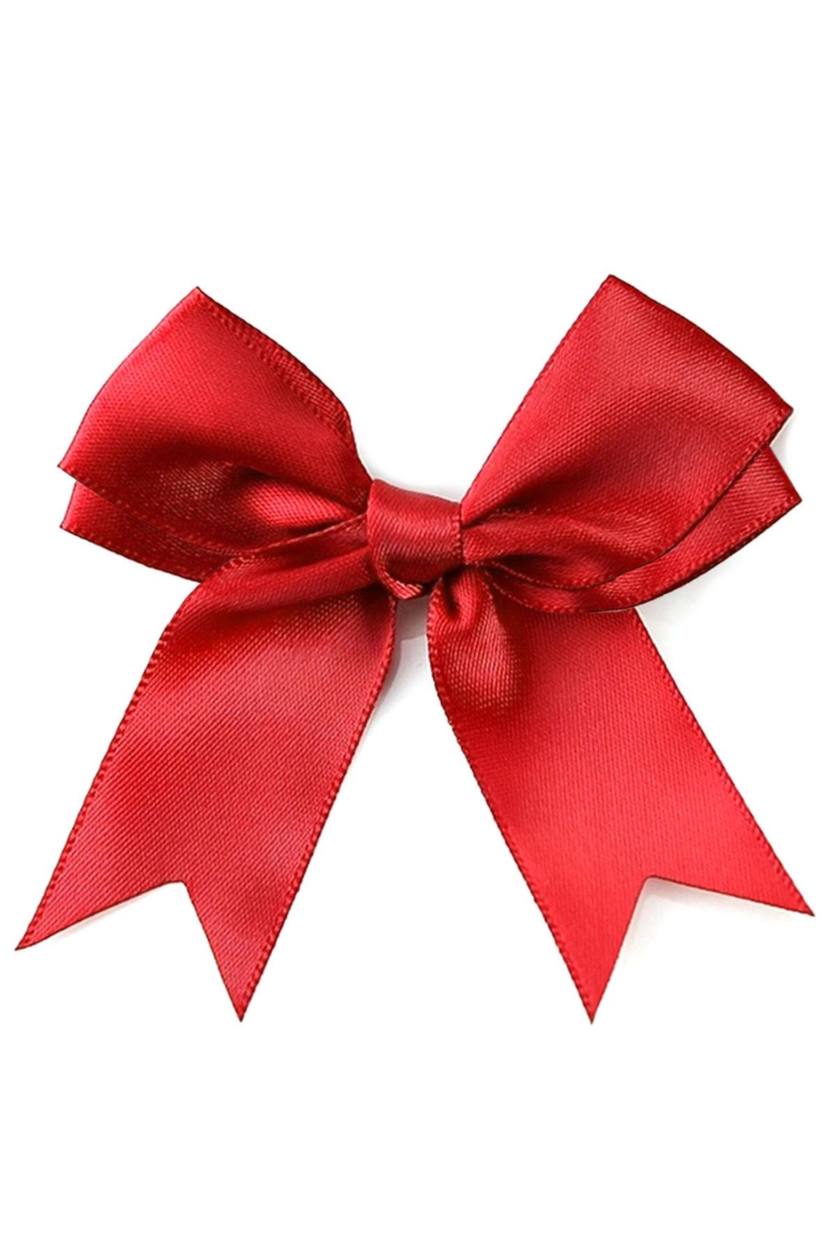 10 Adet Kırmızı Saten Fiyonk Süsleme Kurdele Seti