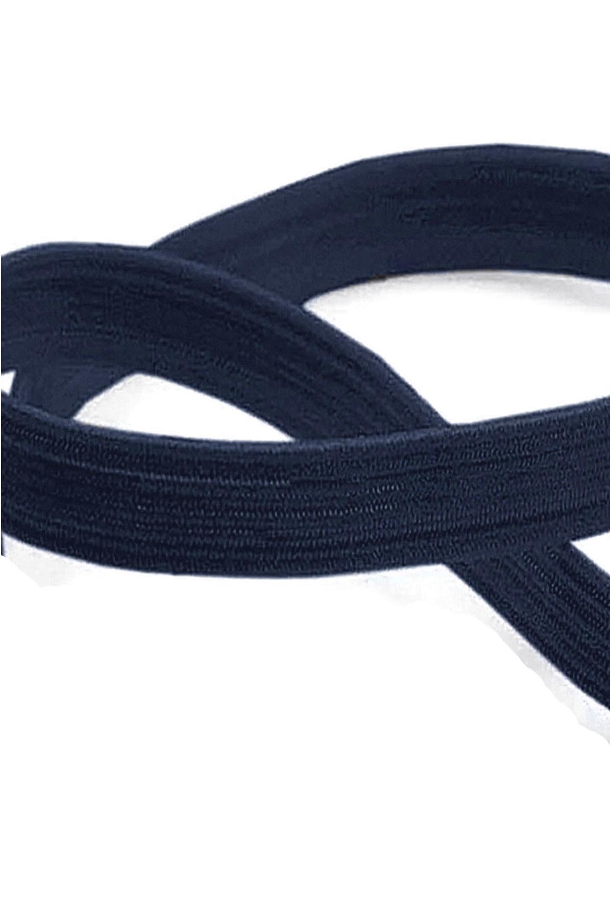 Lacivert 12 mm 5 mt Dayanıklı Sert Yassı Elastik Şerit Lastik