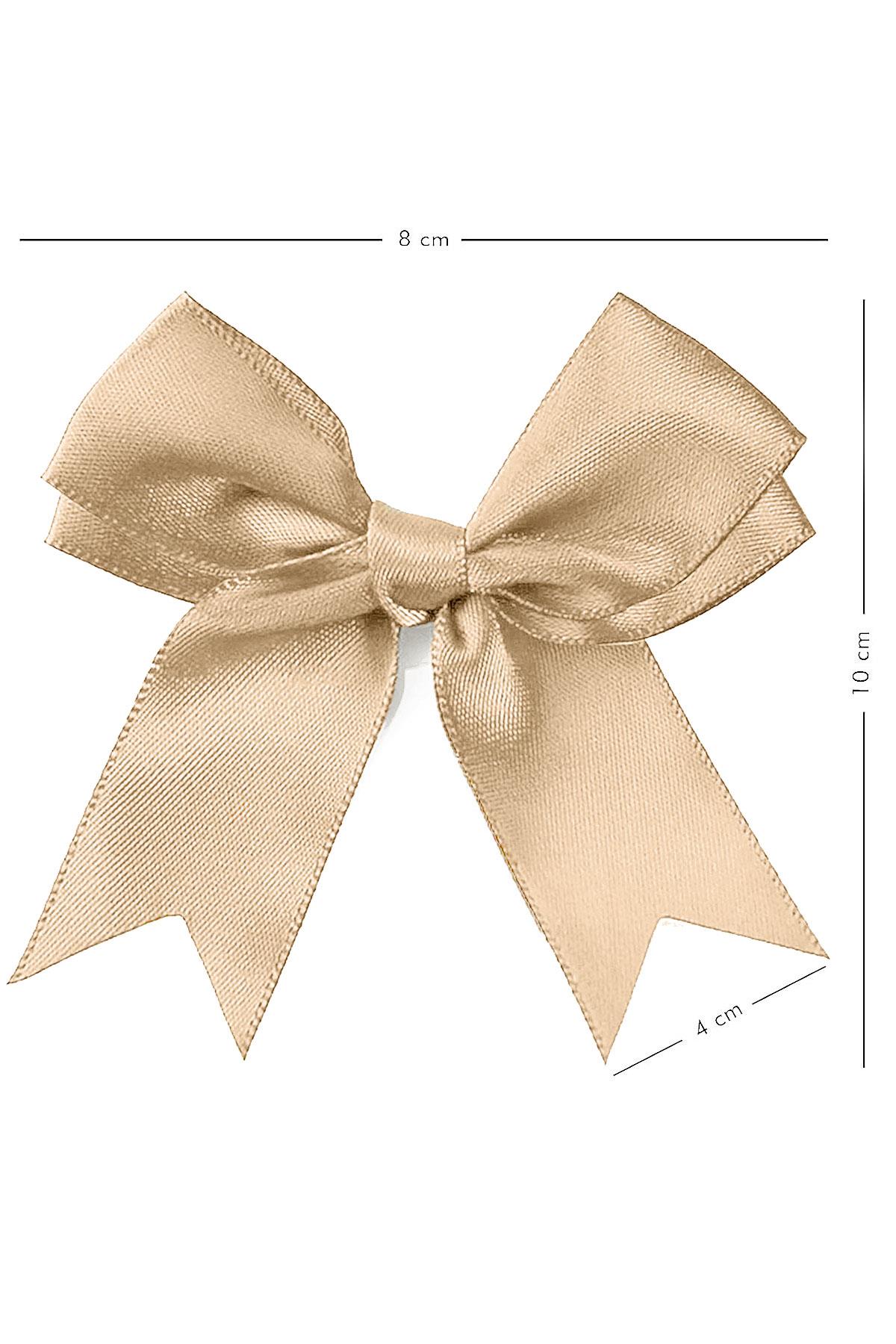 10 Adet Bej Saten Fiyonk Süsleme Kurdele Seti