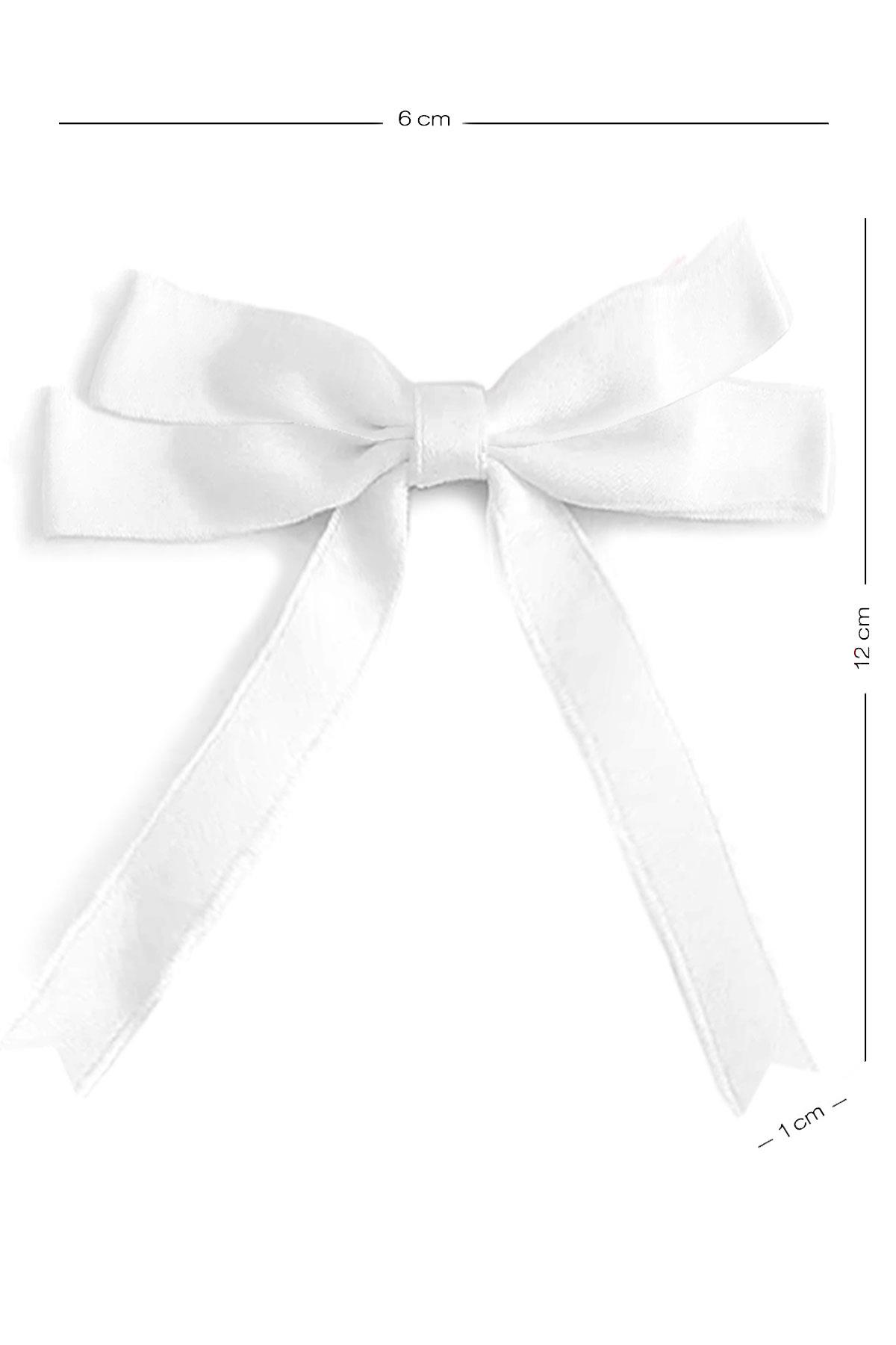 10 Adet Beyaz Saten Fiyonk Süsleme Küçük Kurdele Seti