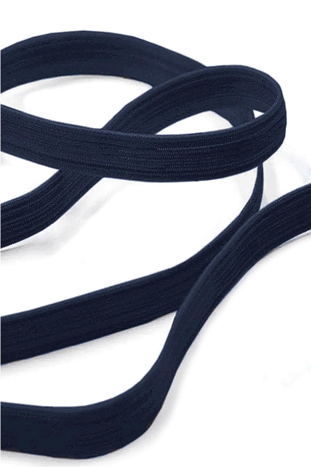 Lacivert 6 mm 5 mt Dayanıklı Sert Yassı Elastik Şerit Lastik