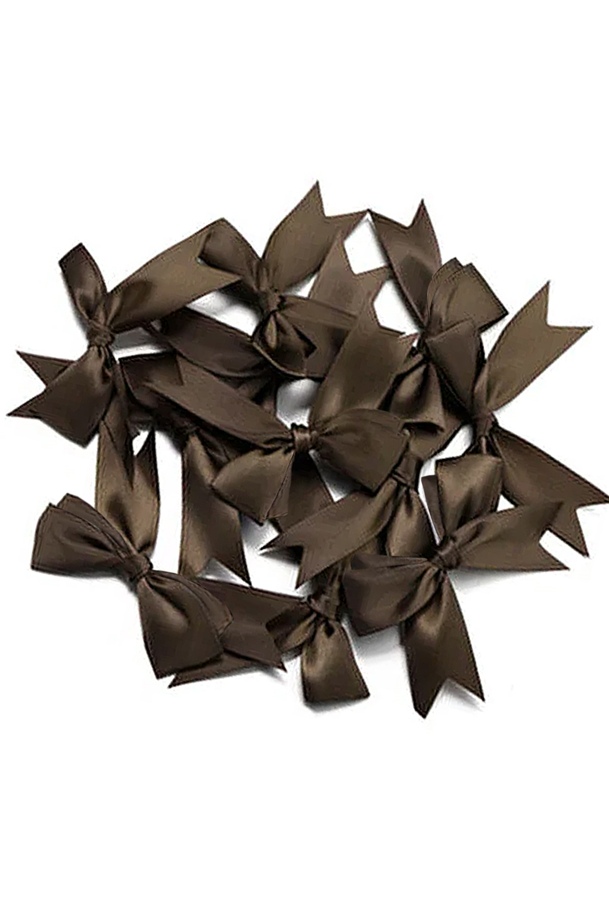 10 Adet Kahverengi Saten Fiyonk Süsleme Kurdele Seti