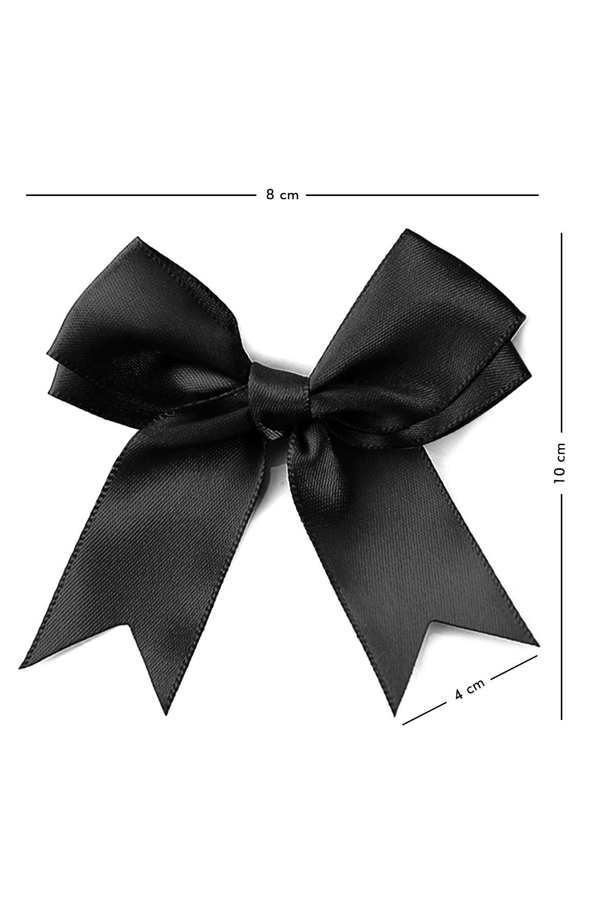 10 Adet Siyah Saten Fiyonk Süsleme Kurdele Seti