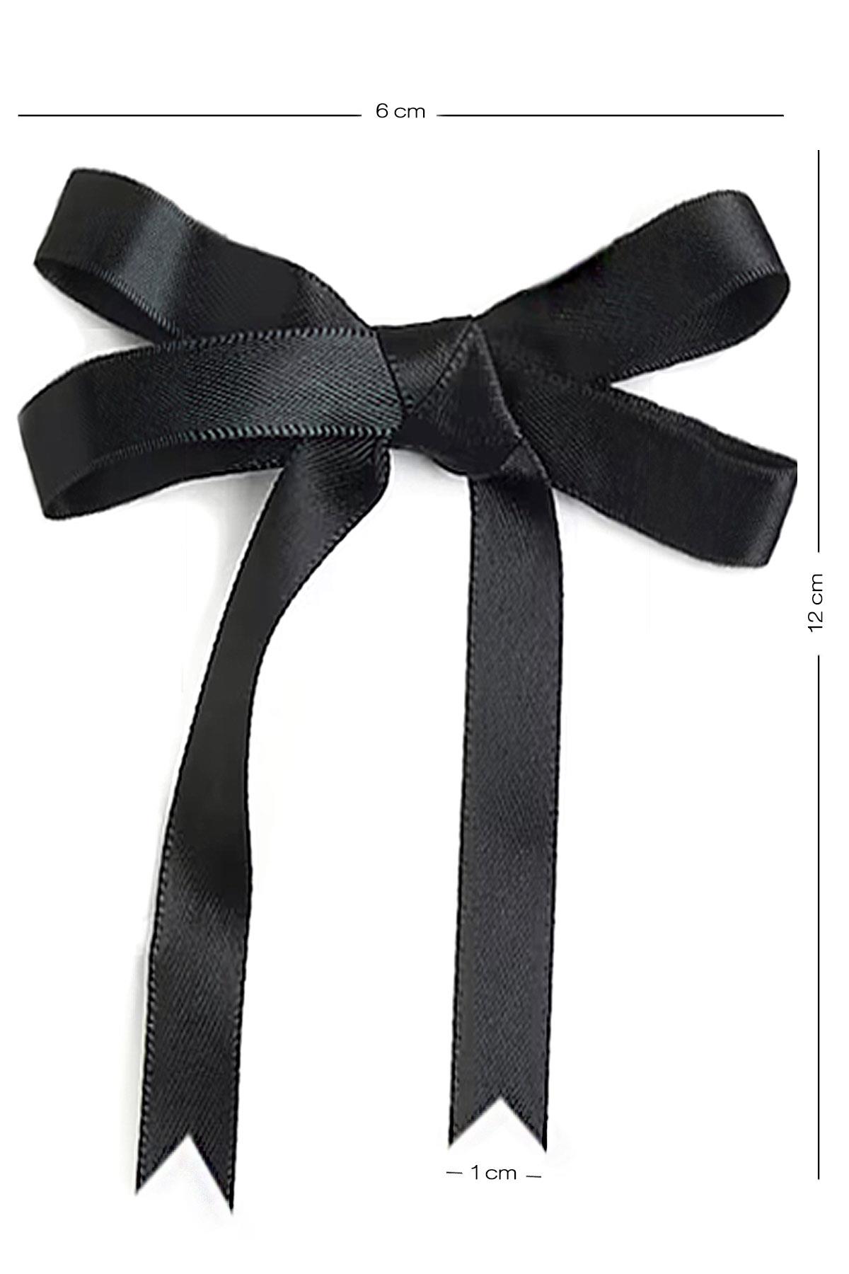 10 Adet Siyah Saten Fiyonk Süsleme Küçük Kurdele Seti