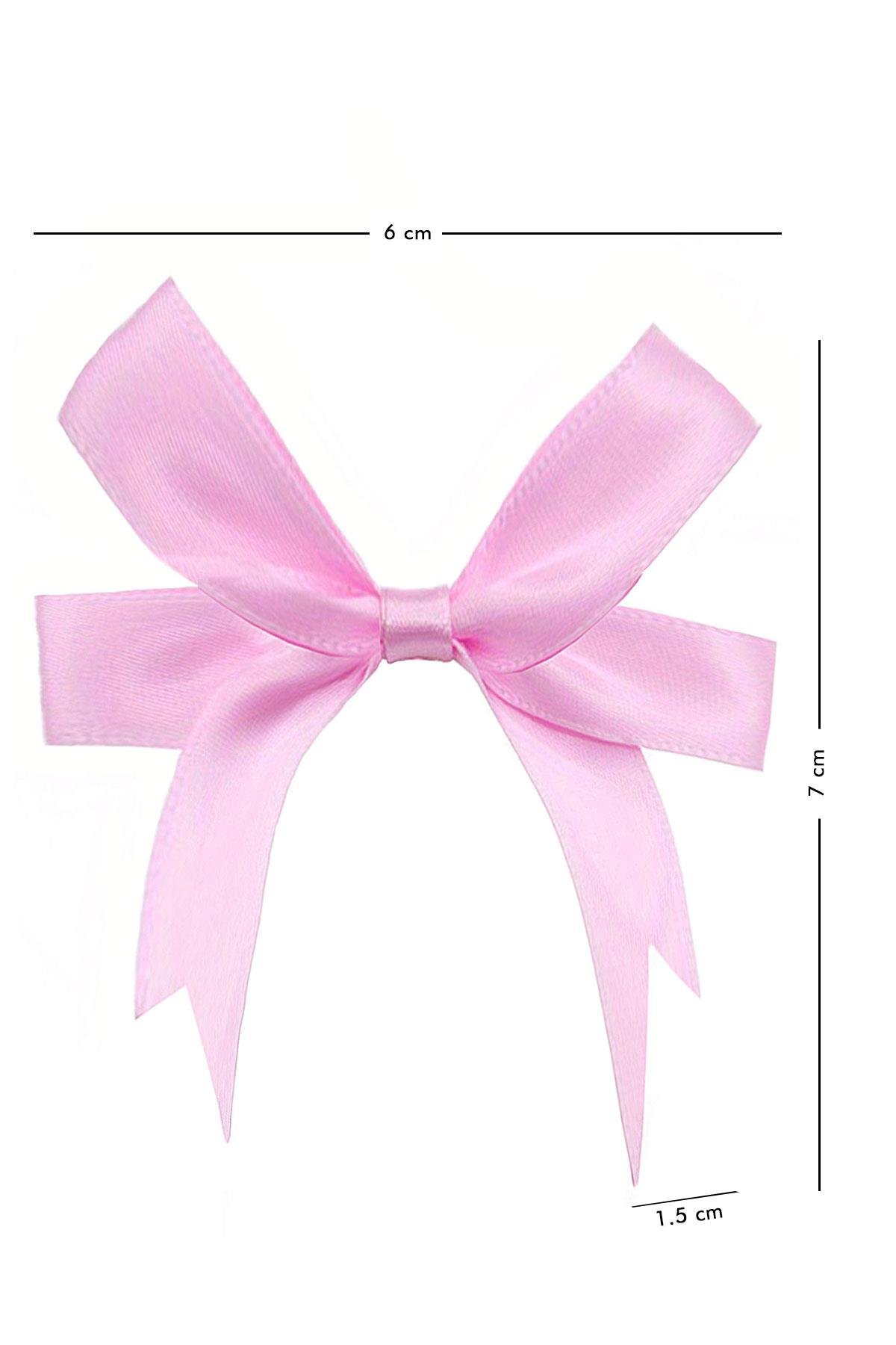 10 Adet Pembe Saten Fiyonk Süsleme Kurdele Seti