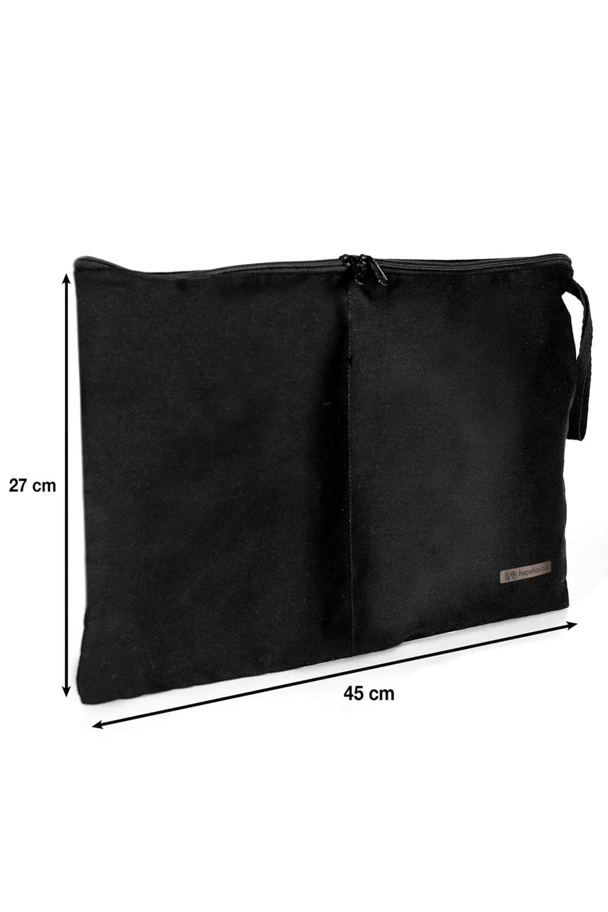 Kirli Temiz Organizer 45x27 Siyah Fermuarlı Seyahat Torbası