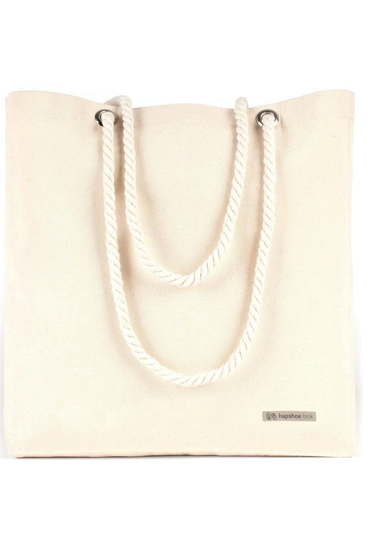 Kanvas Büyük Boy Halat Kulplu  Alışveriş Plaj Bebek Bakım Omuz Çantası