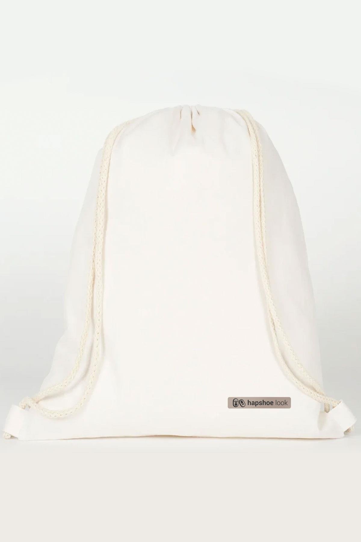 Hapshoe Look Krem 35x40 cm Unisex Ham Bez Büzgülü Ayakkabı Terlik Çantası HPC-001-KR