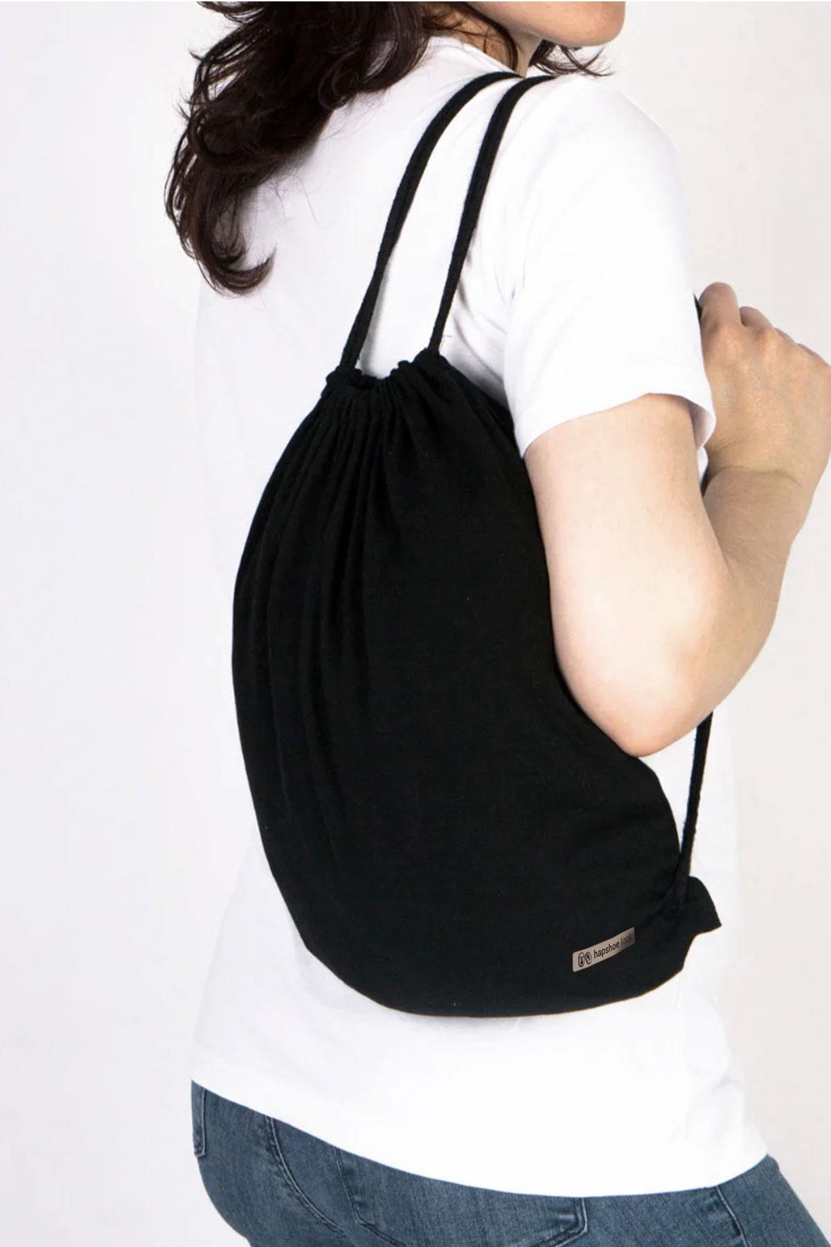 Hapshoe Look Siyah 35x40 cm Unisex Ham Bez Büzgülü Ayakkabı Terlik Çantası HPC-001-S