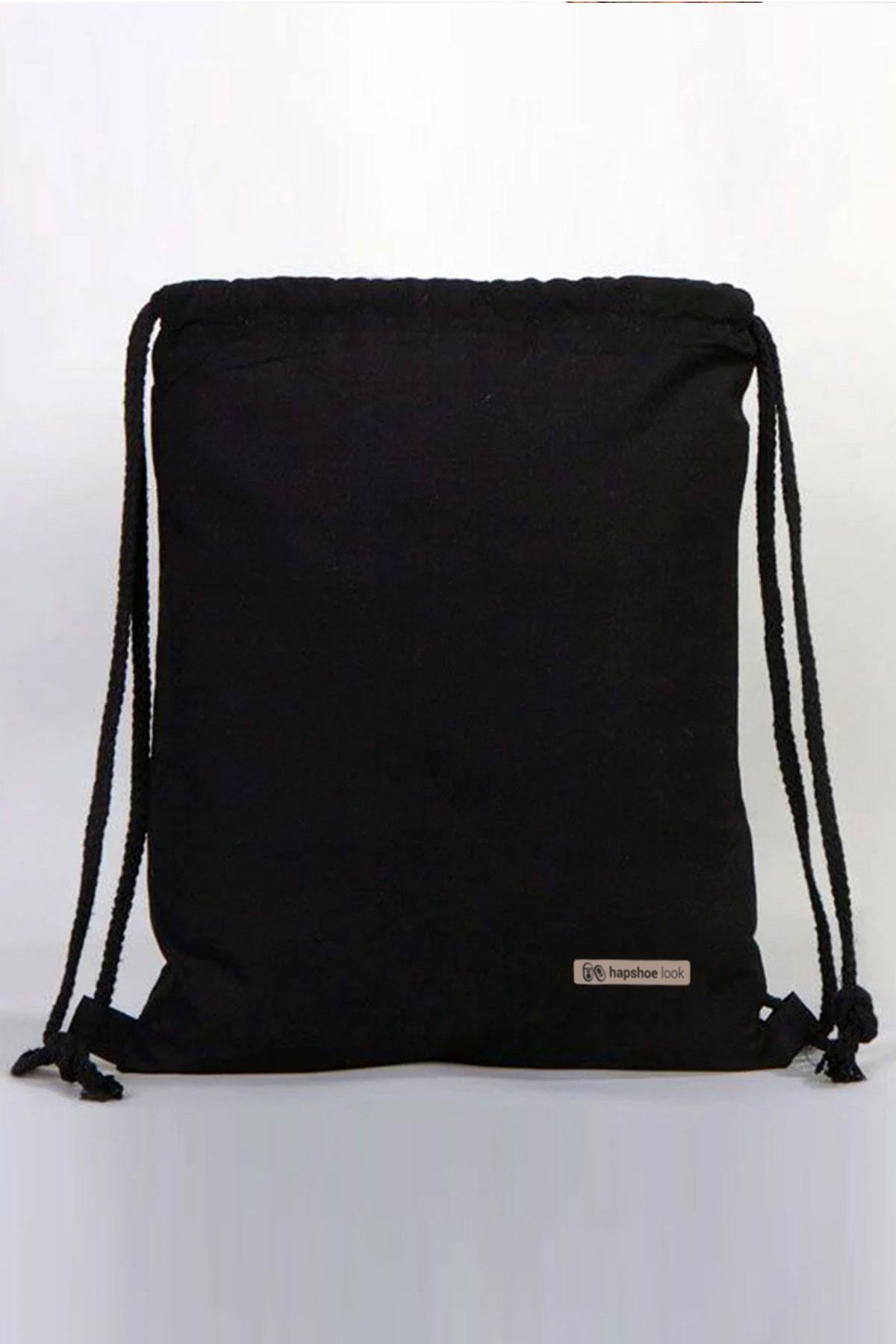 Hapshoe Look Siyah 35x40 cm Unisex Ham Bez Büzgülü Ayakkabı Terlik Çantası HPC-001-S