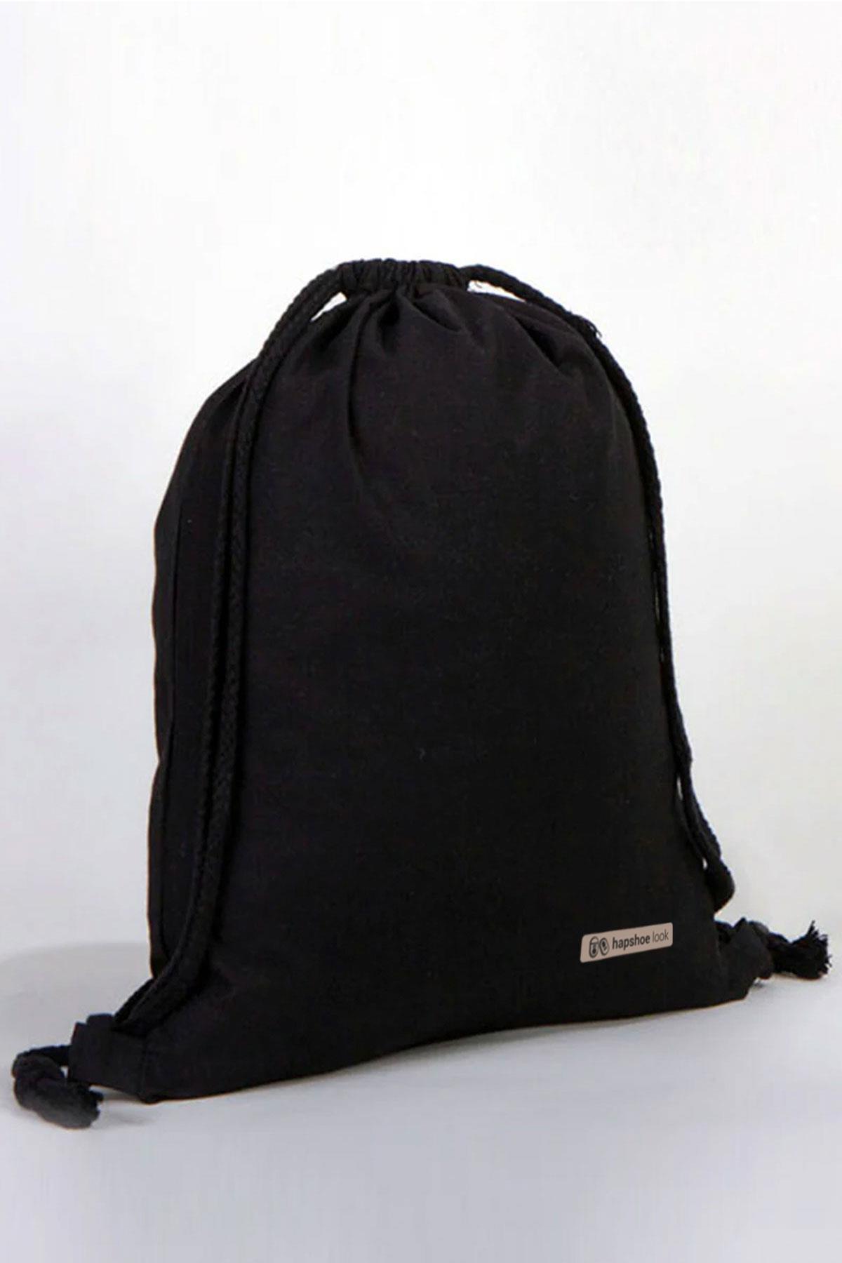 Hapshoe Look Siyah 35x40 cm Unisex Ham Bez Büzgülü Ayakkabı Terlik Çantası HPC-001-S