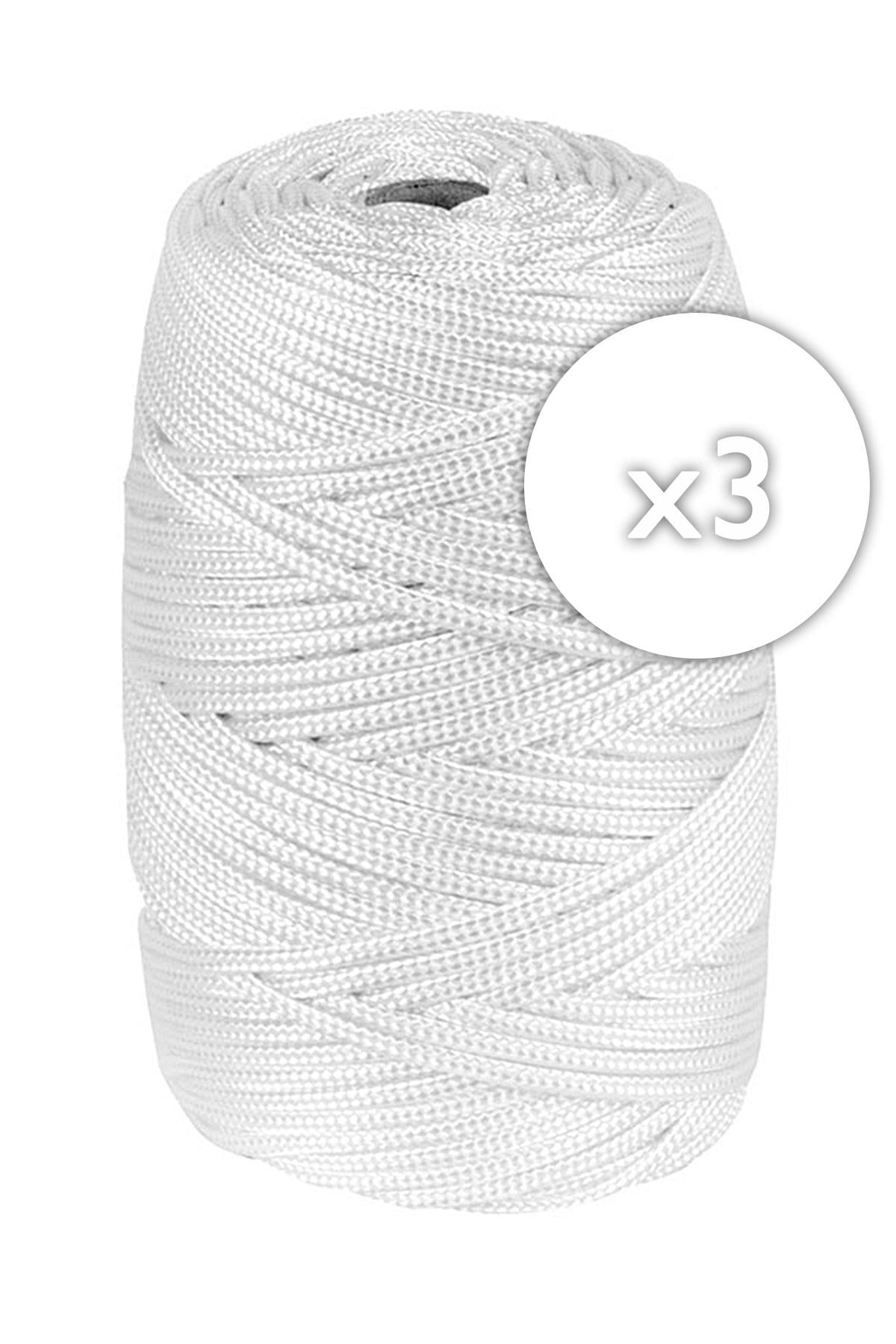 Beyaz 2 MM Parlak Sentetik Polyester 300 M Makrome İplik
