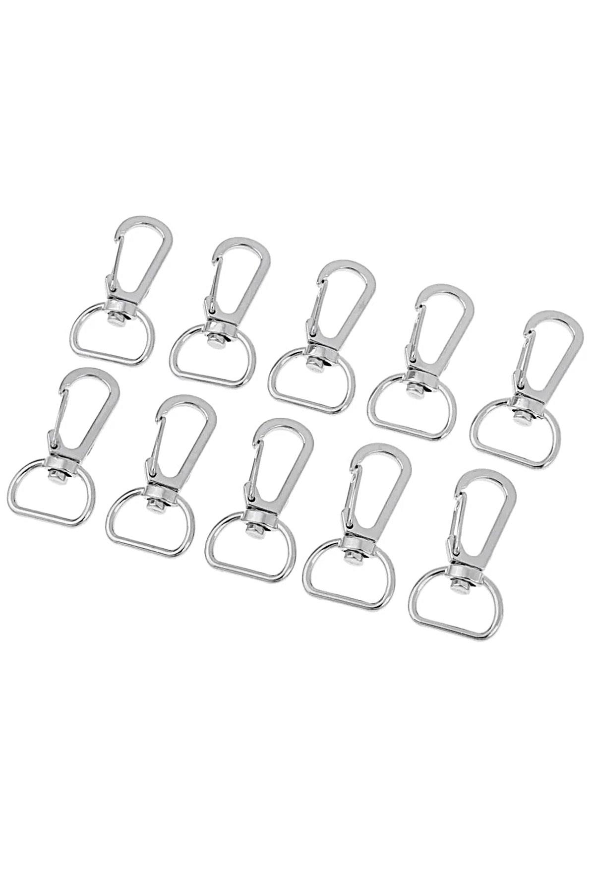 10 Adet Metal Döner Tetikli Anahtarlık Klipsi