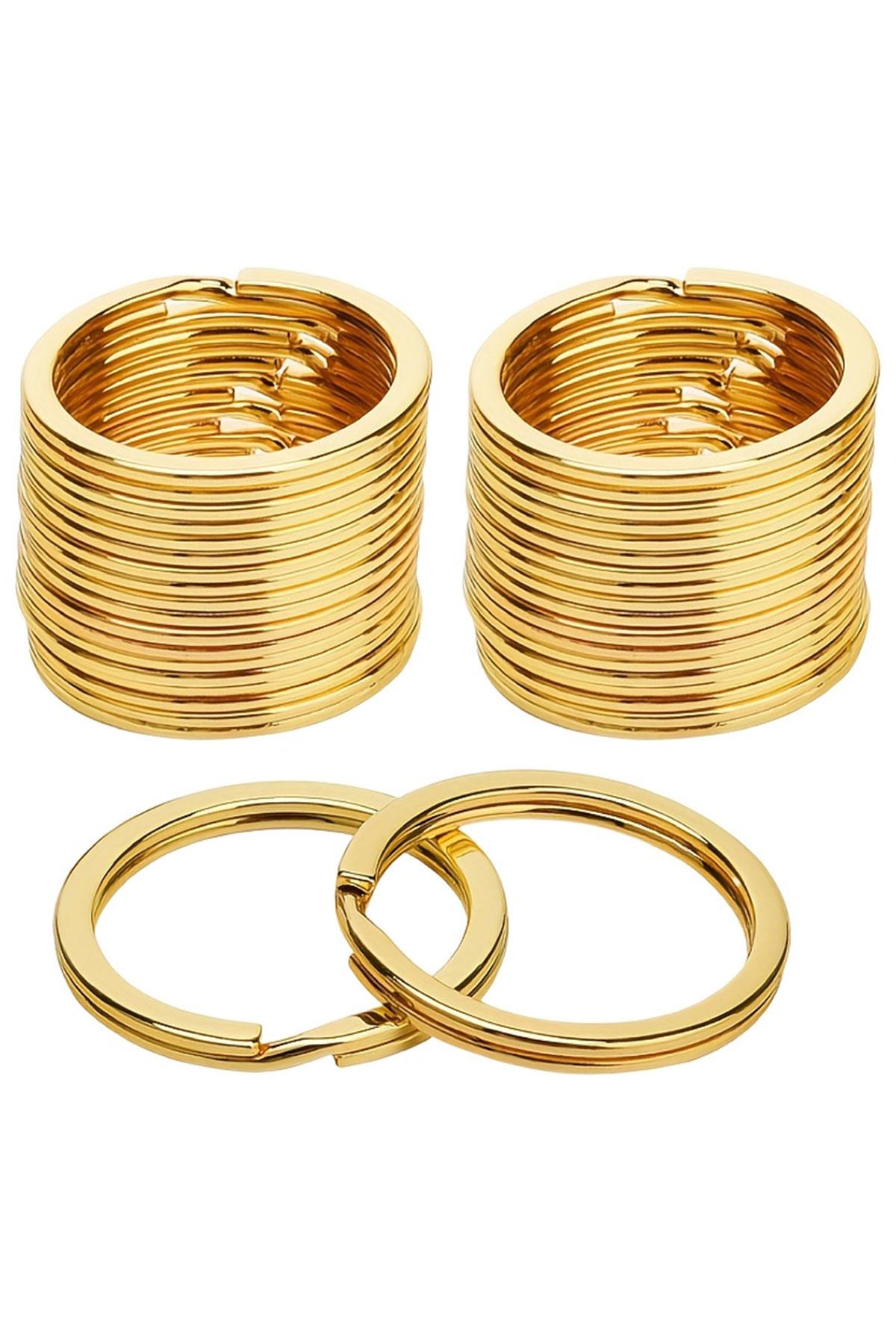 30 Adet Altın Renk 3 cm Metal Anahtarlık Halkası