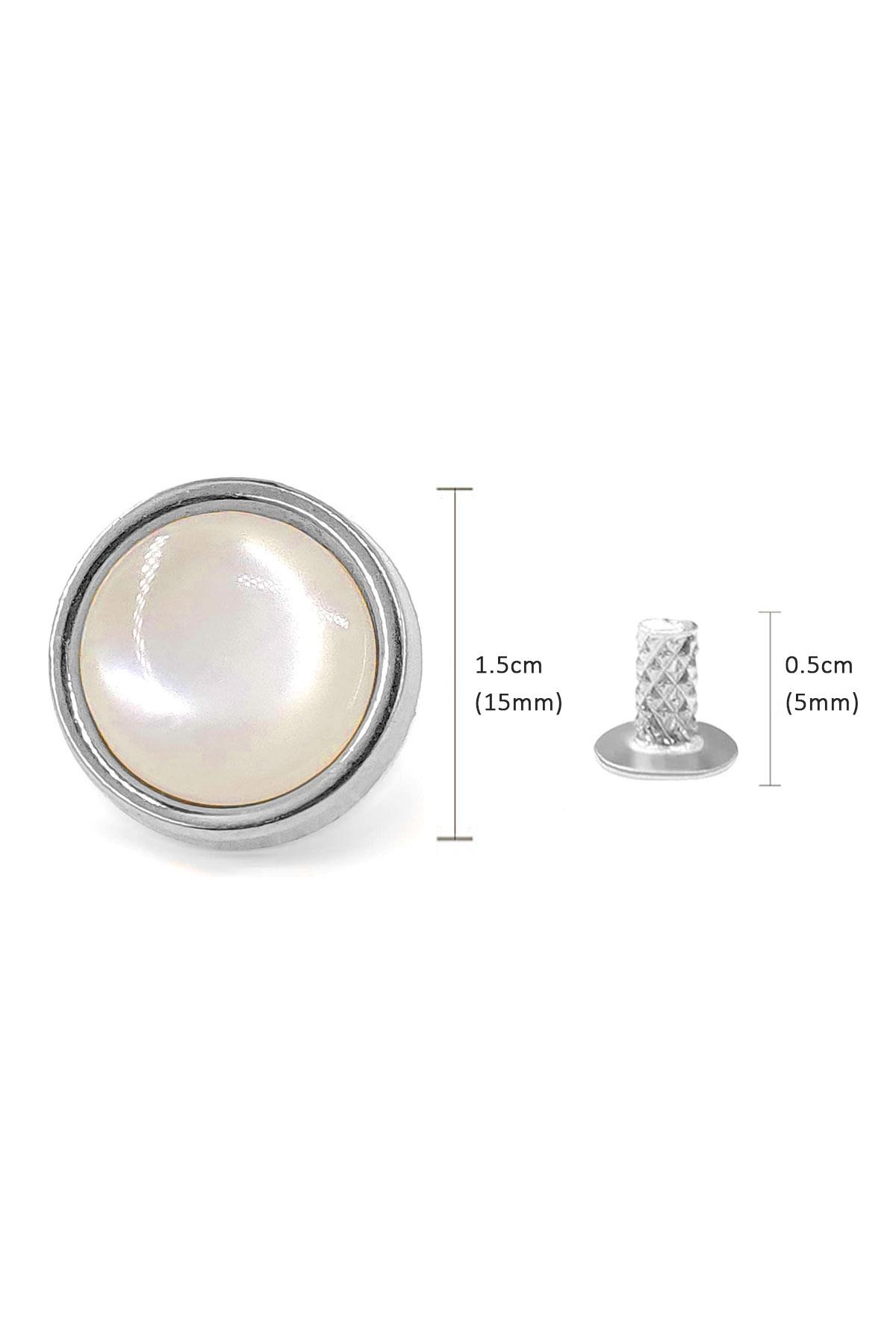 20 Adet Yarım Yuvarlak 15mm İnci Çakma Rivet