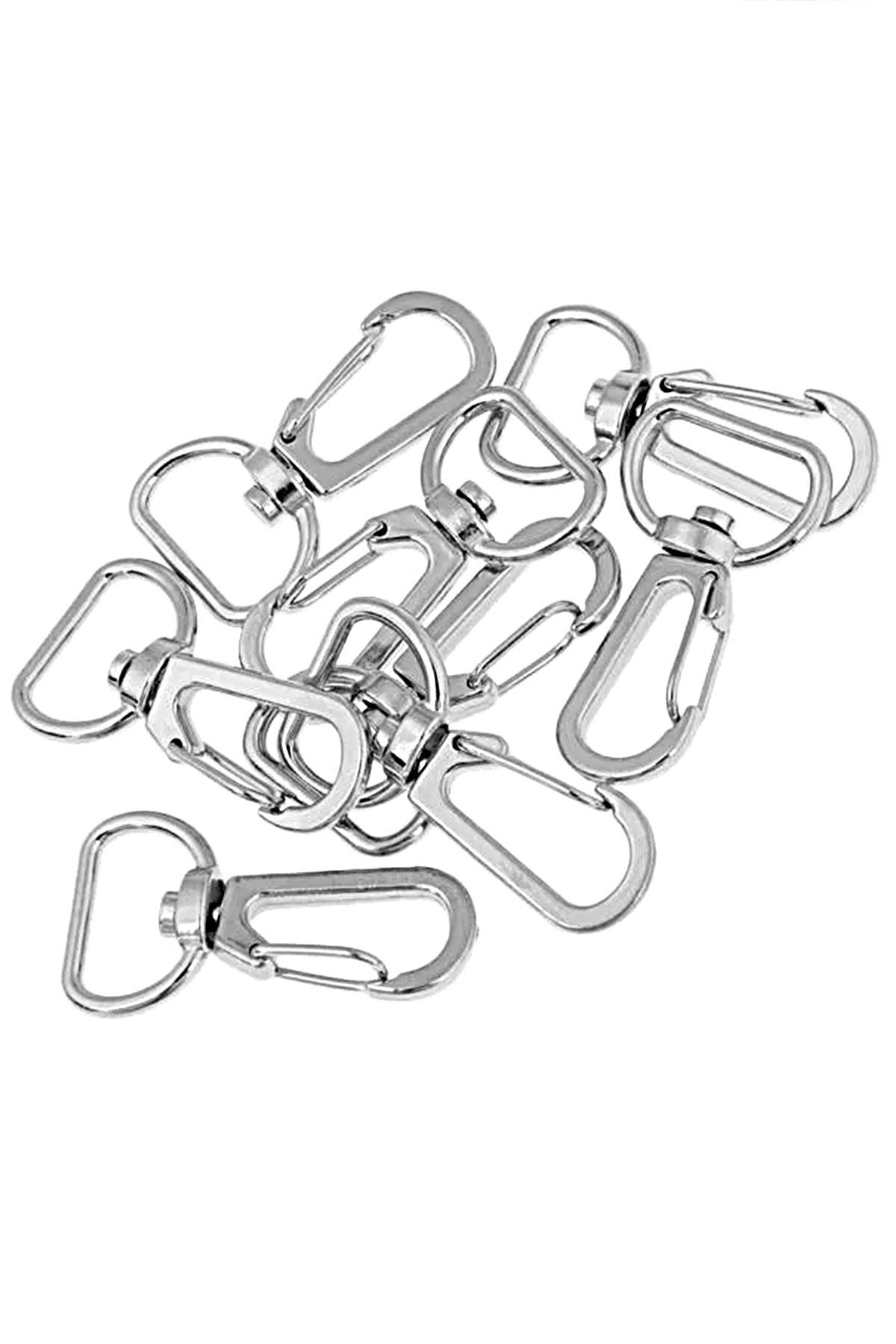 10 Adet Metal Döner Tetikli Anahtarlık Klipsi