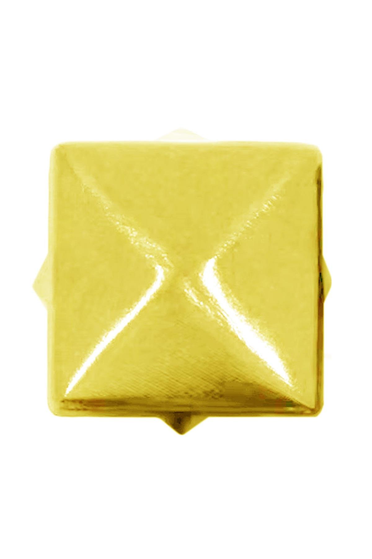 Süs Tırnaklı Altın Renk Çakma Kare Piramit 7 mm 20 Adet Metal Trok