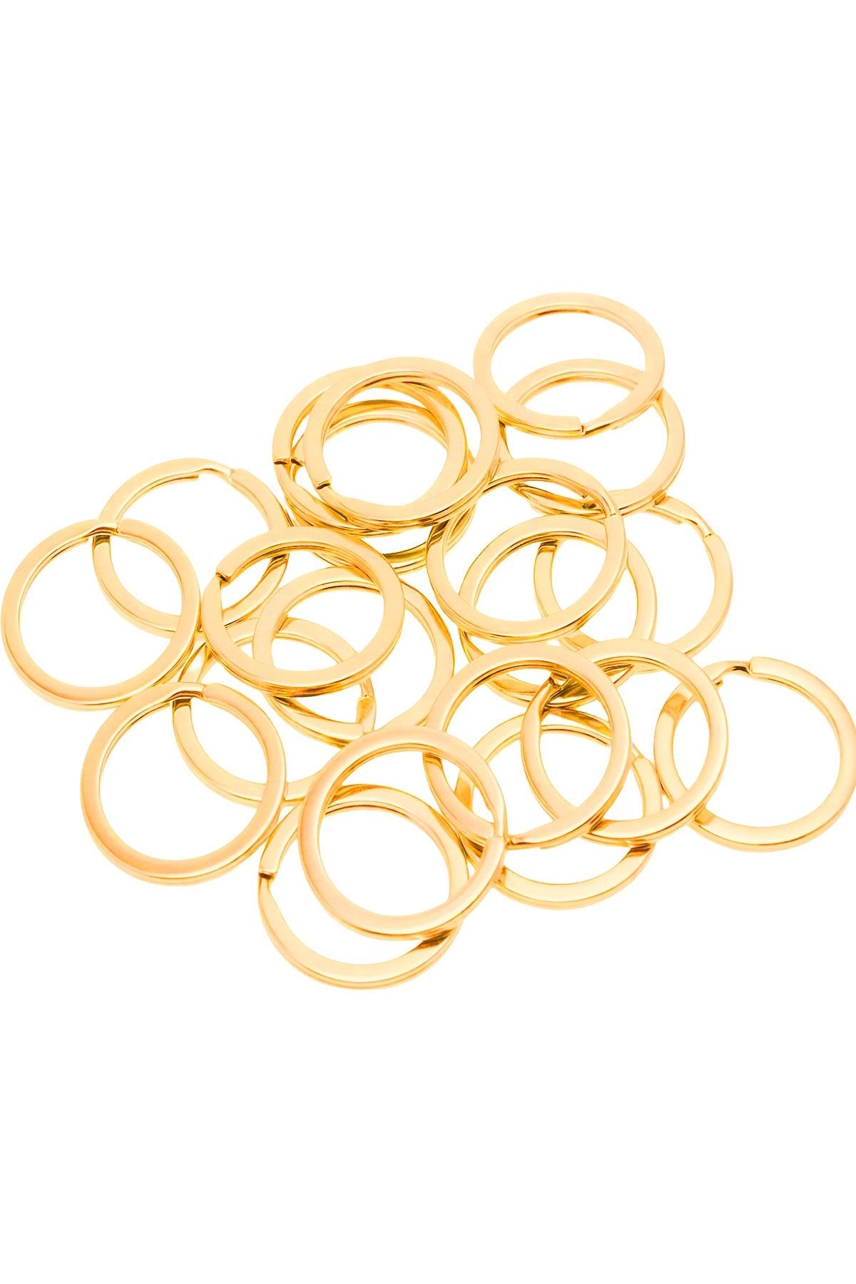 30 Adet Altın Renk 3 cm Metal Anahtarlık Halkası