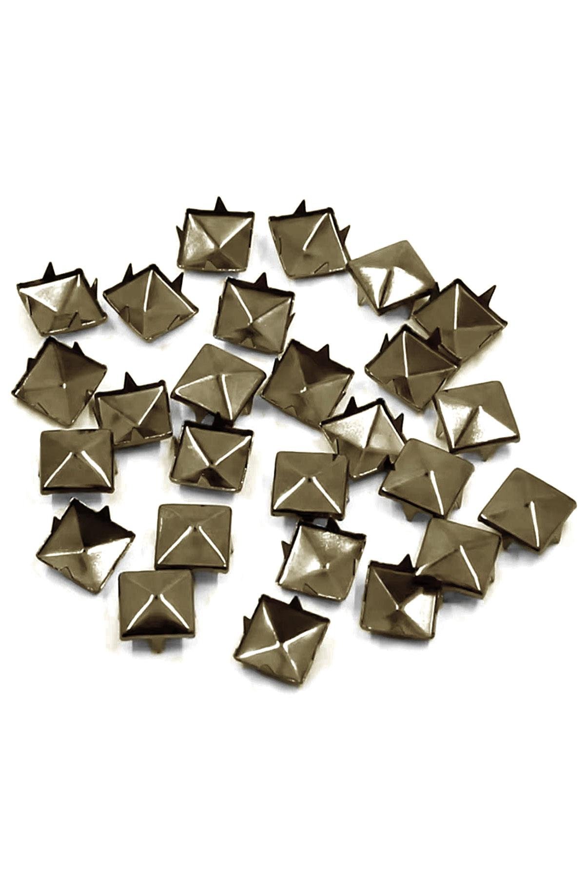 Süs Tırnaklı Antik Renk Çakma Kare Piramit 7 mm 20 Adet Metal Trok