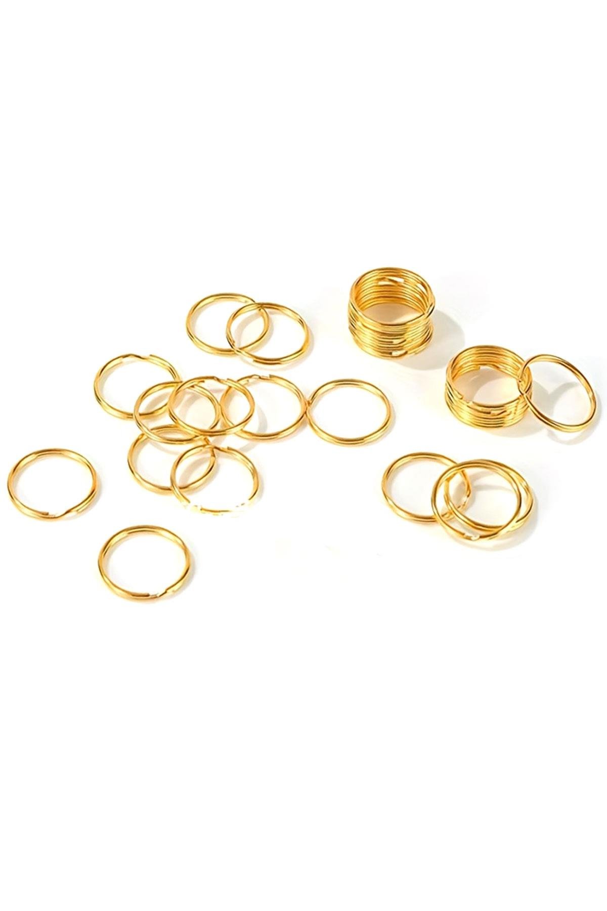 30 Adet Altın Renk 3 cm Metal Anahtarlık Halkası