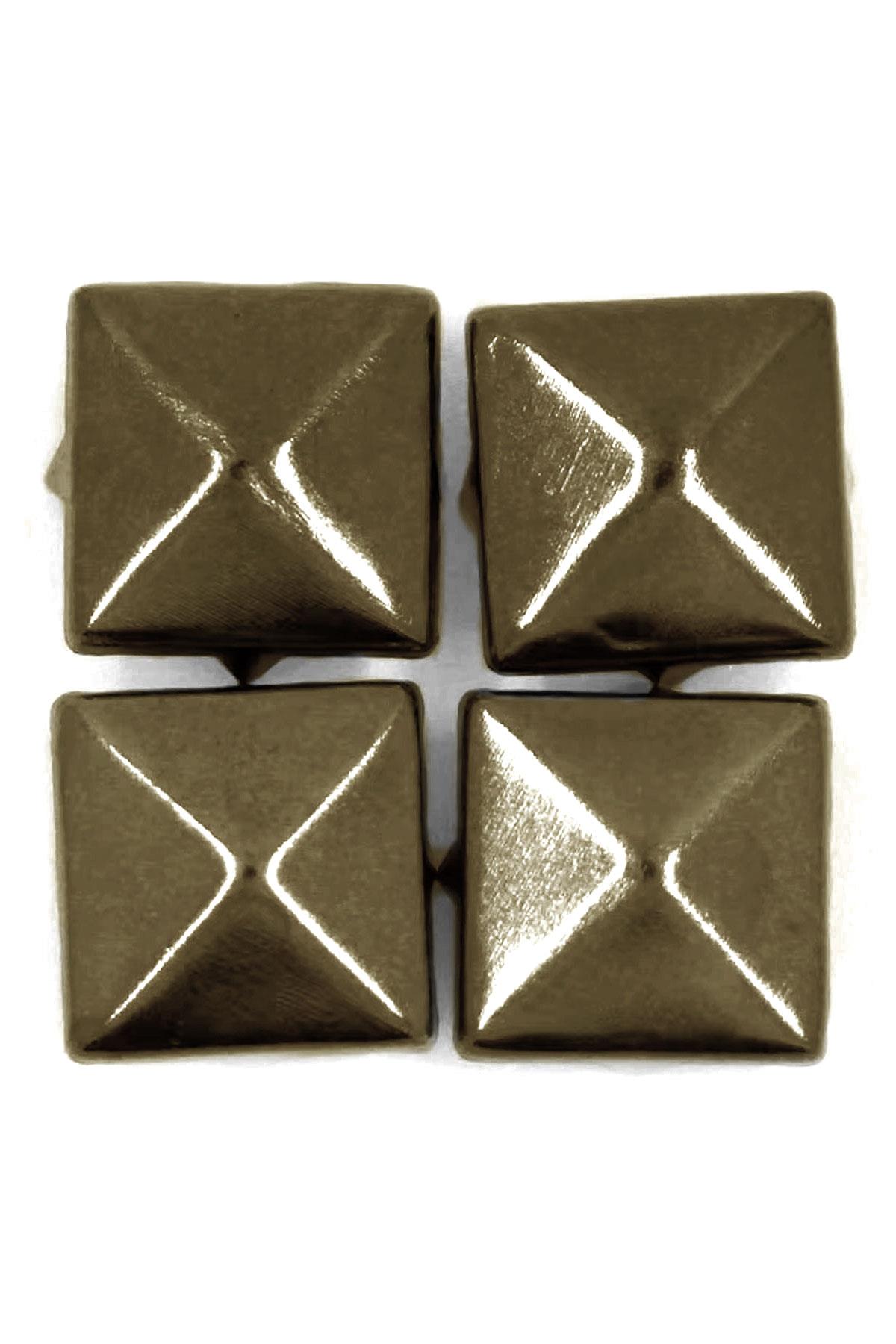 Süs Tırnaklı Antik Renk Çakma Kare Piramit 7 mm 20 Adet Metal Trok