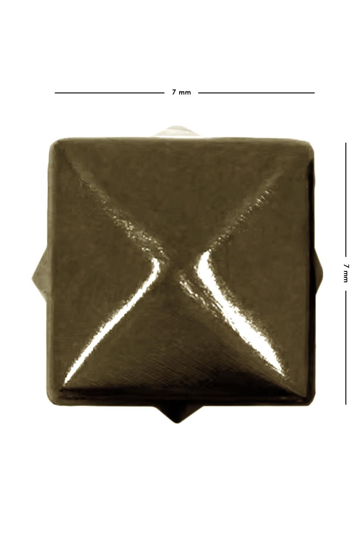 Süs Tırnaklı Antik Renk Çakma Kare Piramit 7 mm 20 Adet Metal Trok