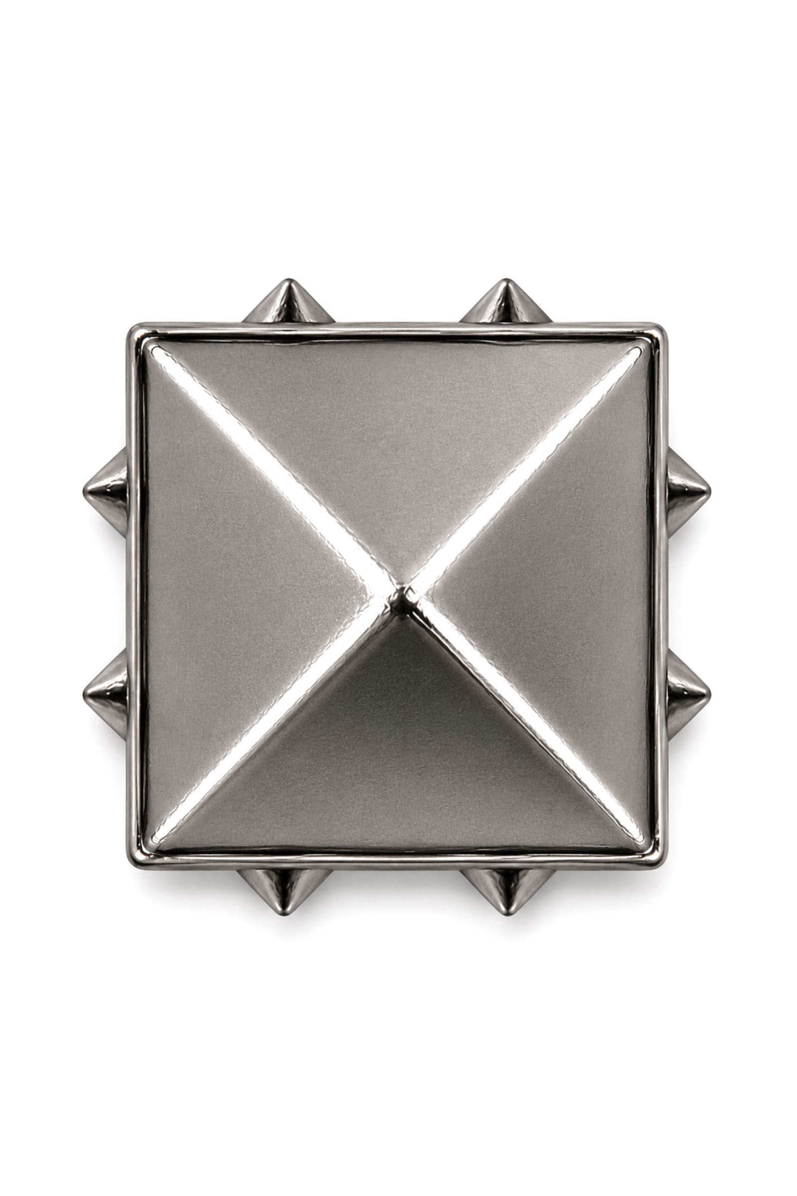 Süs Tırnaklı Gümüş Renk Çakma Kare Piramit 5 mm 20 Adet Metal Trok
