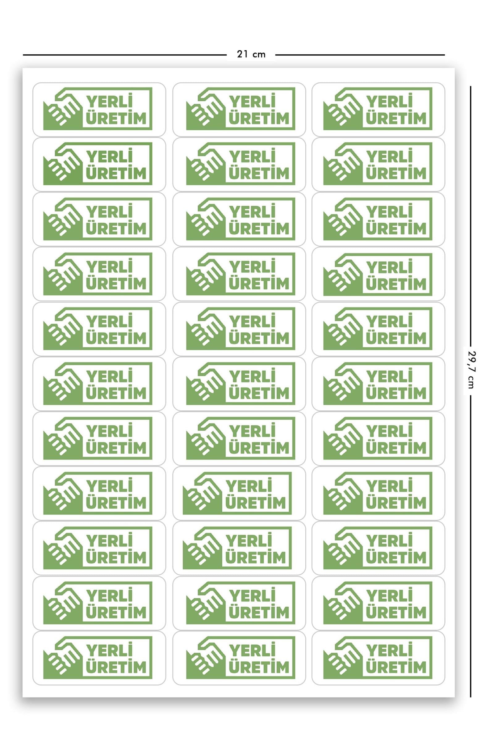Kendinden Yapışkanlı 330 Adet Yeşil Yerli Üretim Etiketi