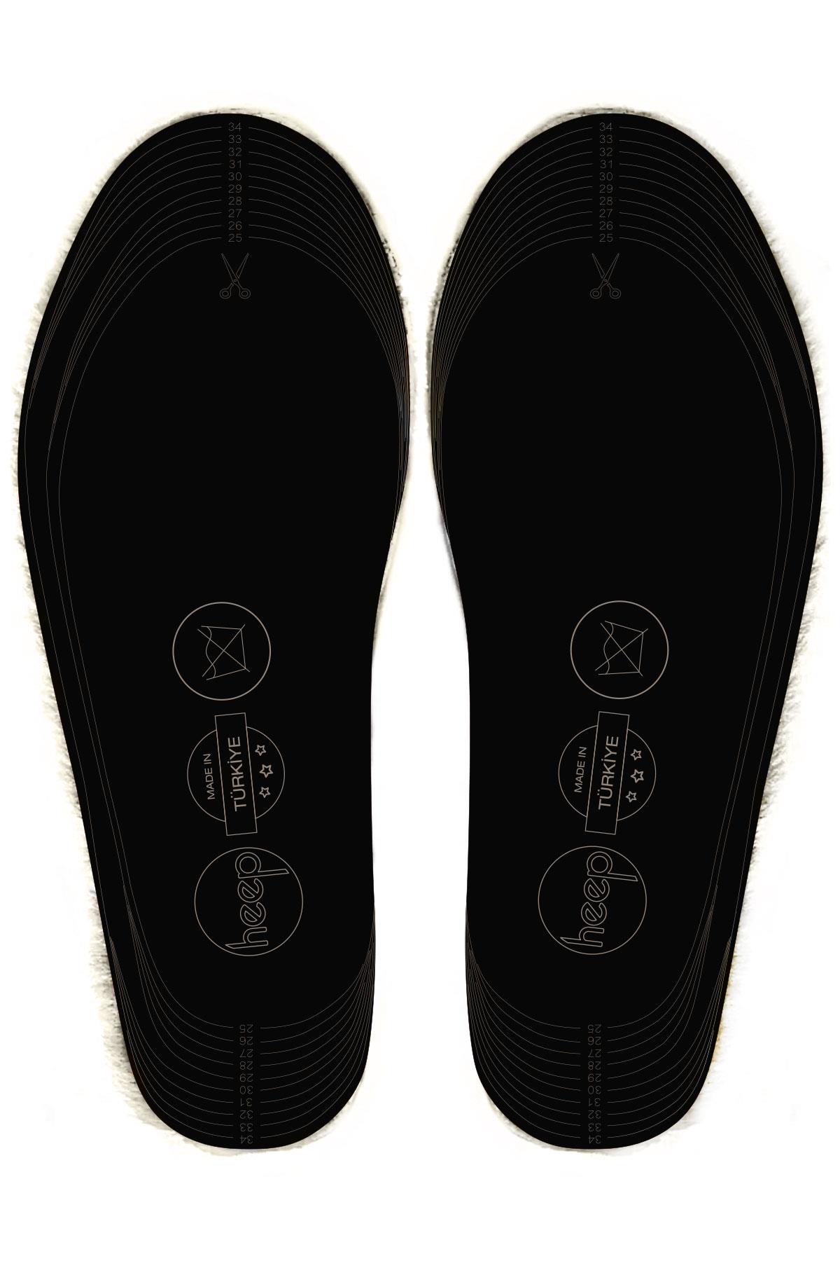 Heep Gerçek Kürklü Krem Hakiki Deri 25-35 Numara Ayakkabı Küçültme Tabanlığı