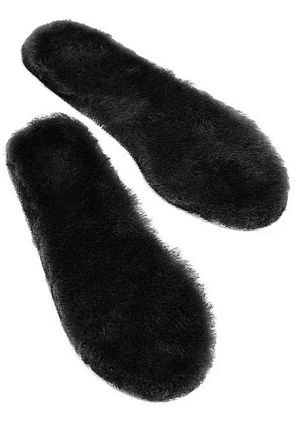 Heep Gerçek Kürklü Siyah Hakiki Deri 35-45 Numara Ayakkabı Küçültme Tabanlığı