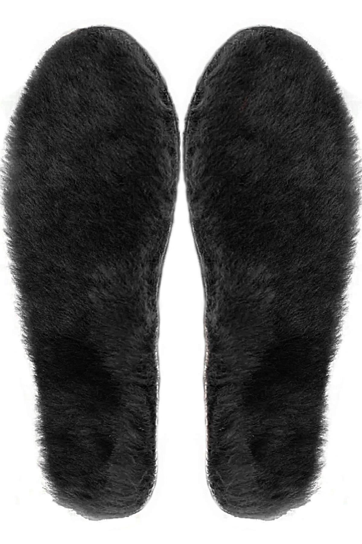 Heep Gerçek Kürklü Siyah Hakiki Deri 35-45 Numara Ayakkabı Küçültme Tabanlığı