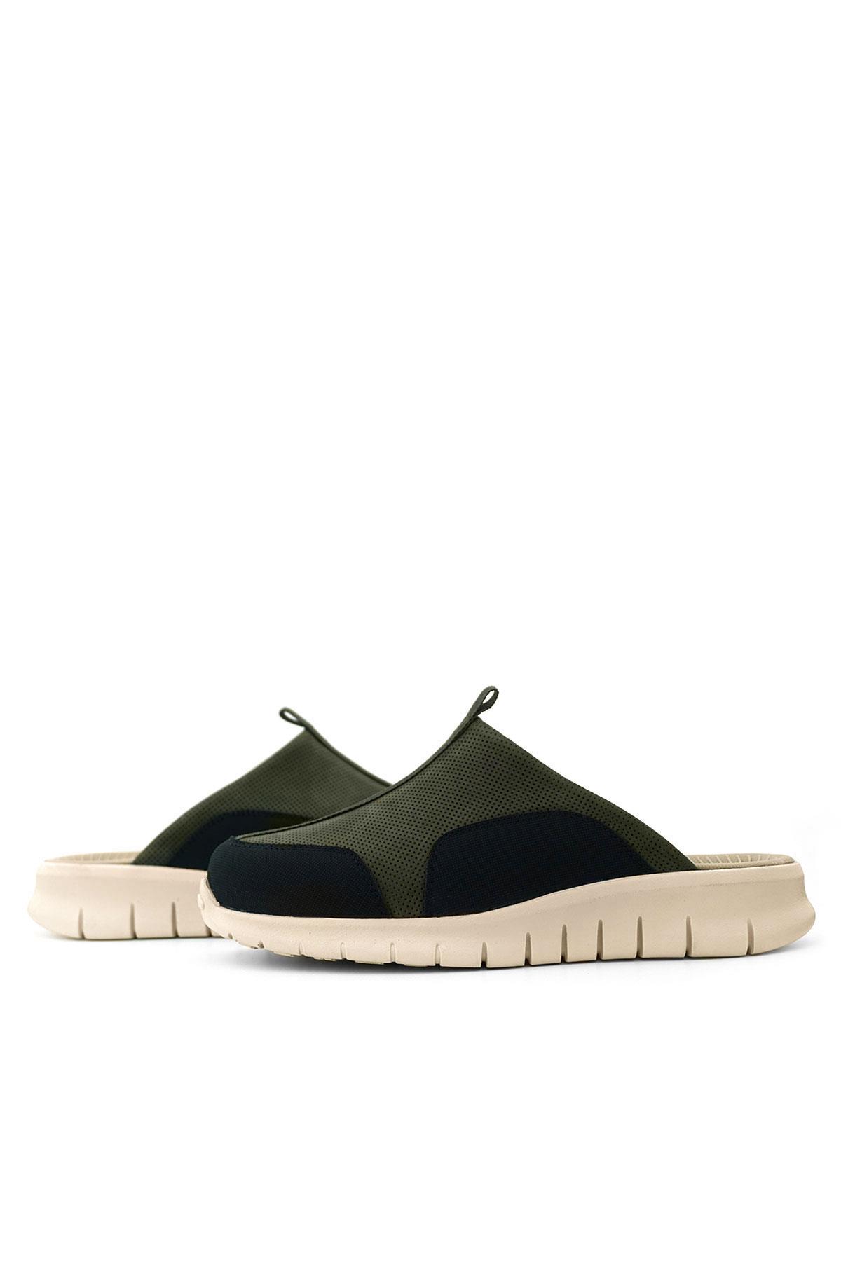 Heep Medikal Hakiki Deri Haki Siyah Krem Tabanlı Comfort Spor Terlik