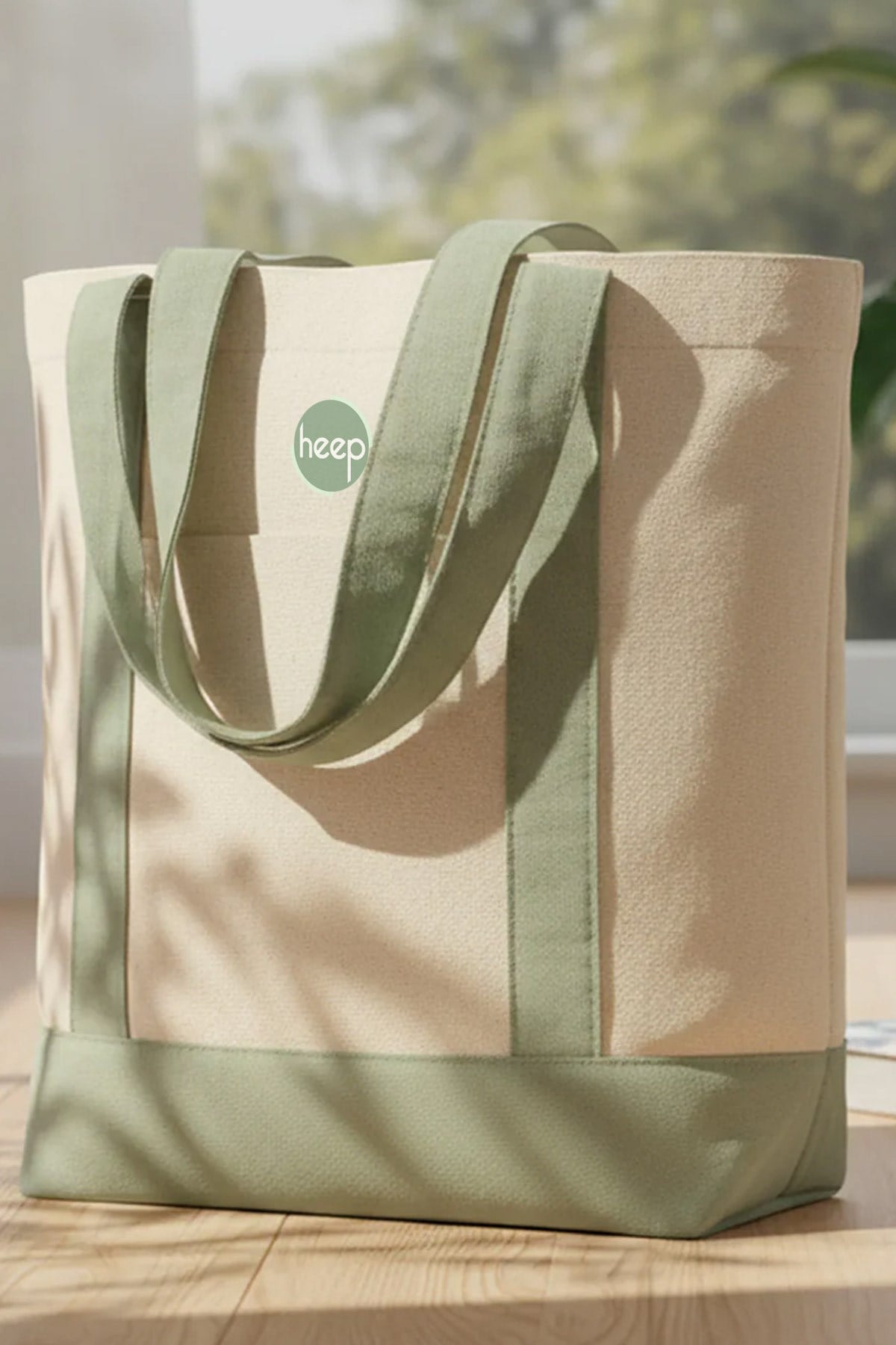 Heep Mint Green Canvas Tote Bag with Pockets