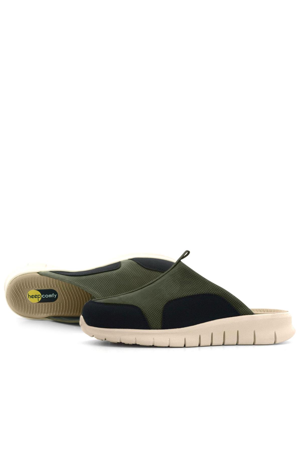 Heep Medikal Hakiki Deri Haki Siyah Krem Tabanlı Comfort Spor Terlik BT52-HKSKR.40