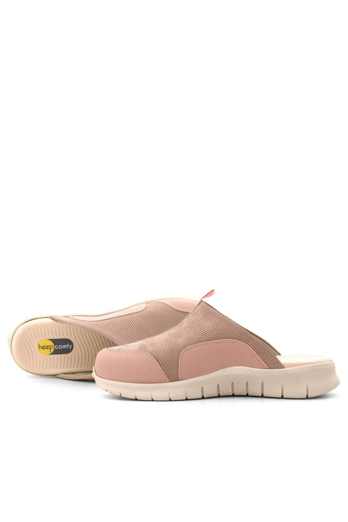 Heep Medikal Hakiki Deri Pudra Comfort Krem Tabanlı Spor Terlik BT52-PUKR.40