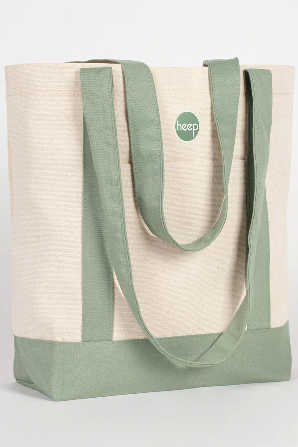 Heep Mint Yeşili Cepli Kanvas Tote Çanta HC-003-KRY