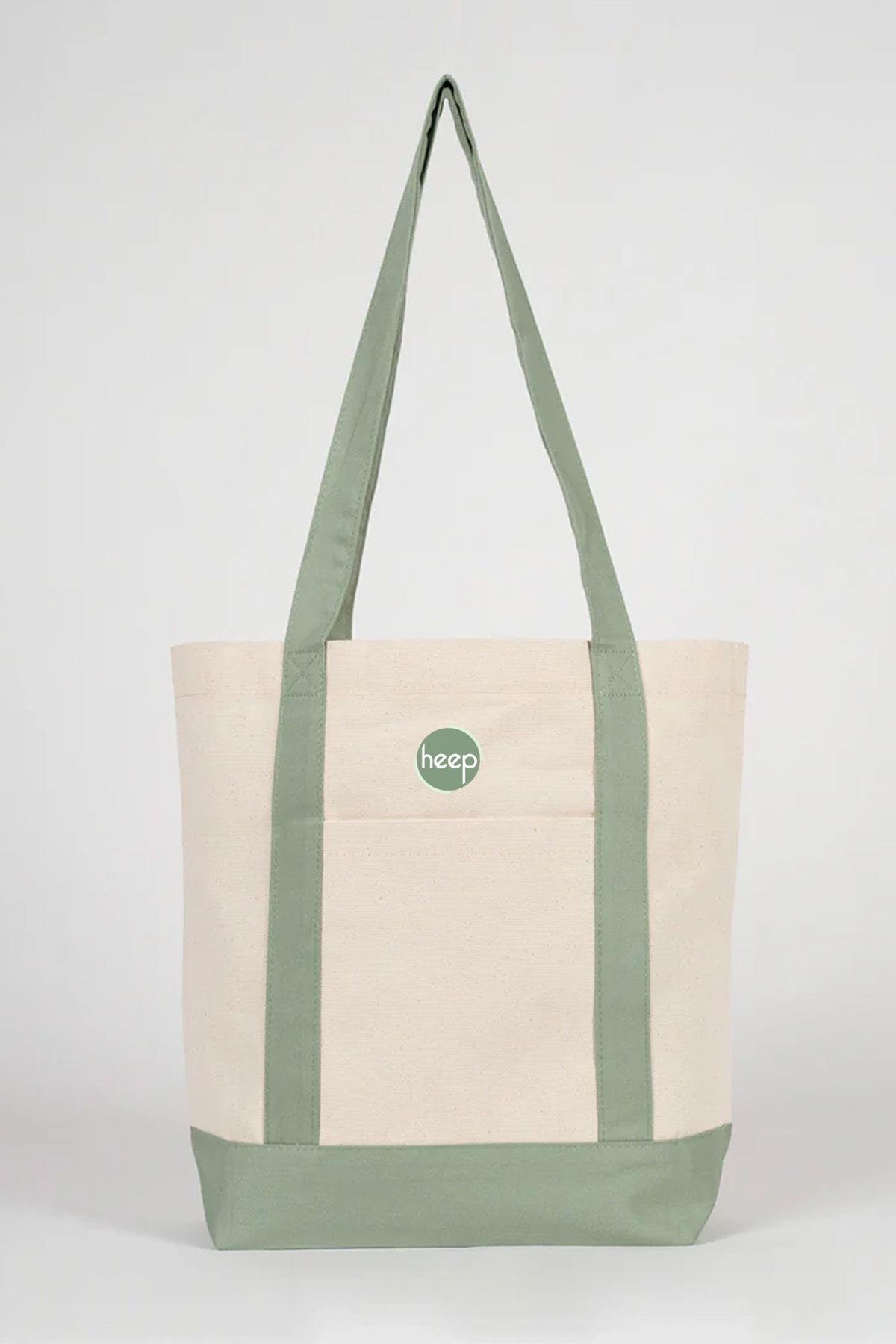 Heep Mint Yeşili Cepli Kanvas Tote Çanta HC-003-KRY