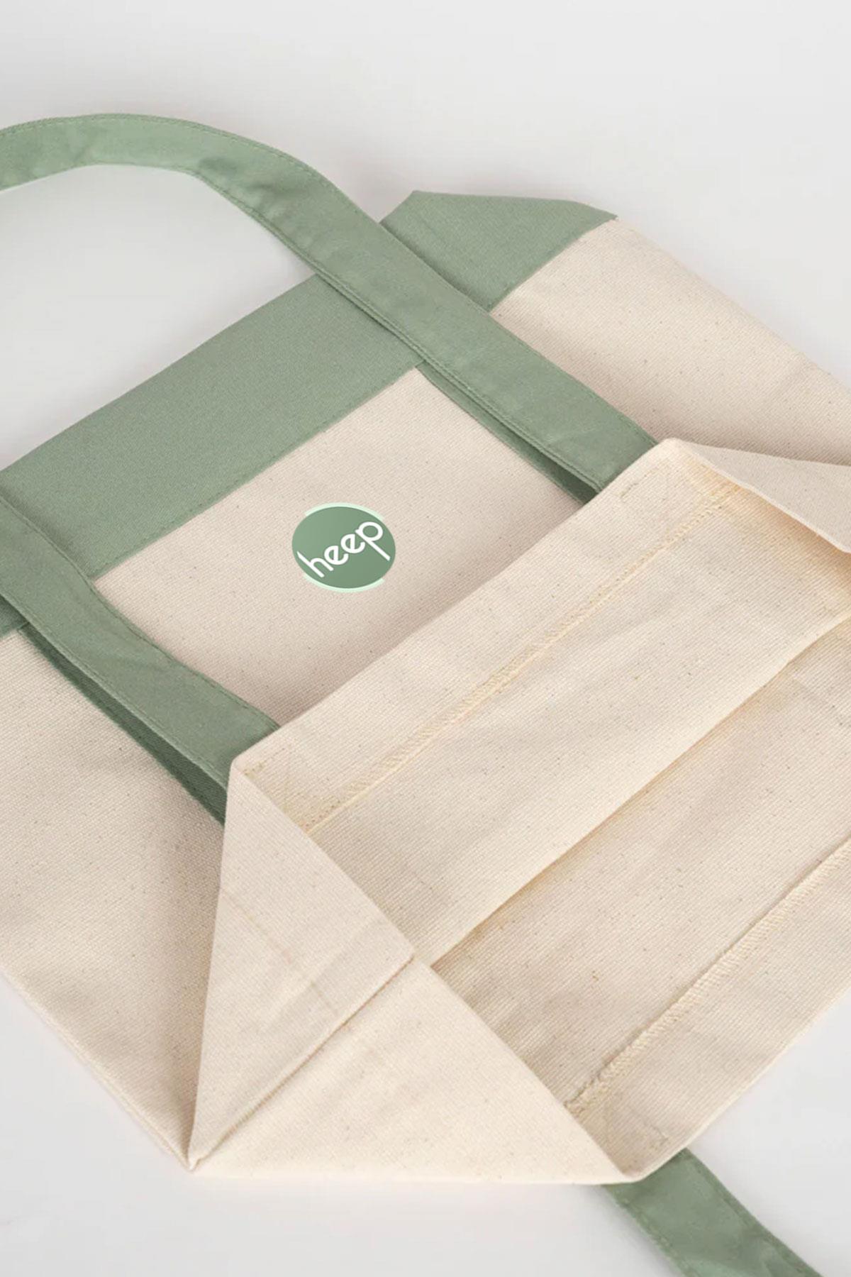 Heep Mint Yeşili Cepli Kanvas Tote Çanta HC-003-KRY