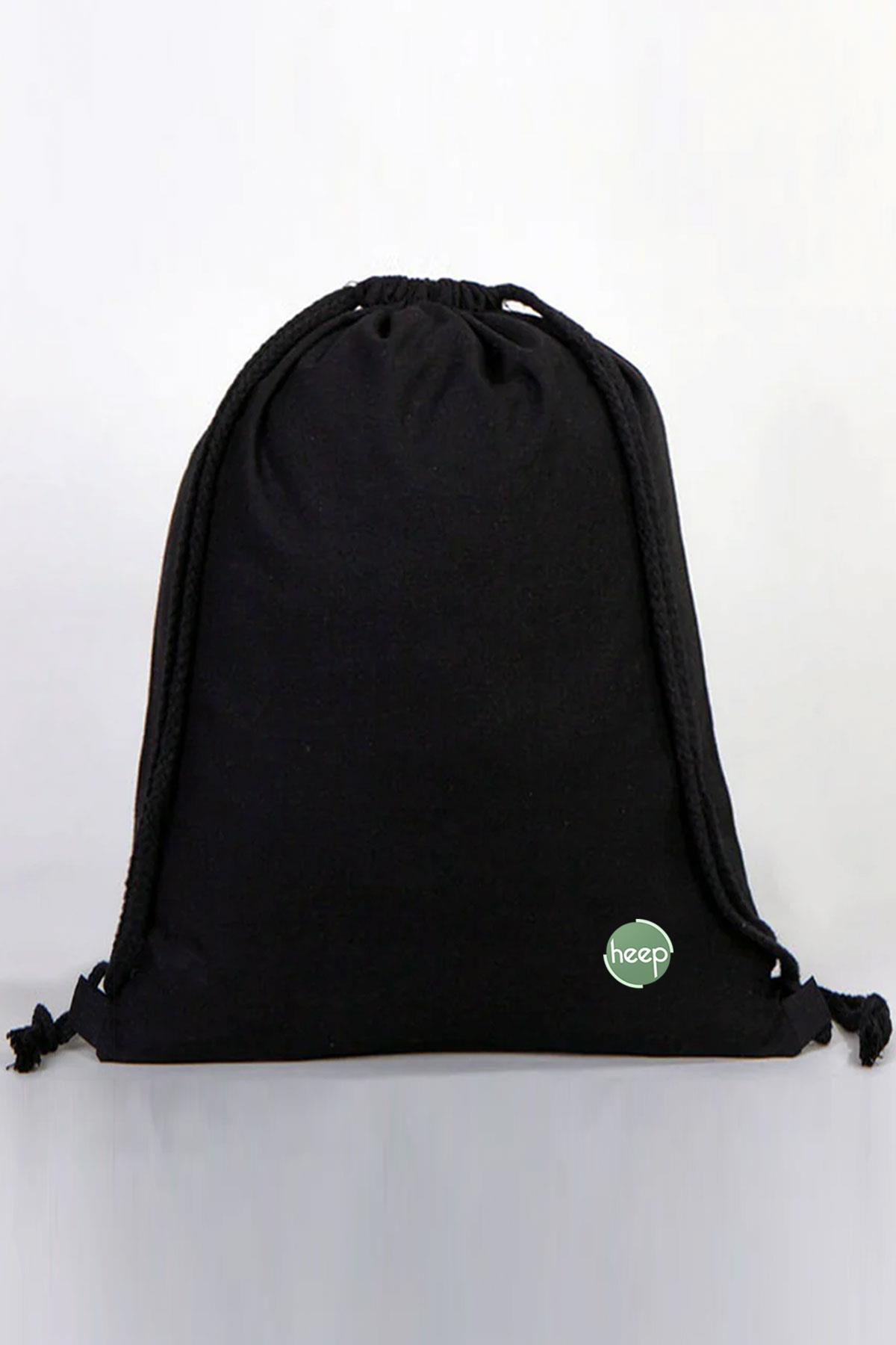 Heep Siyah 35x40 cm Unisex Ham Bez Büzgülü Sırt Ayakkabı Çantası HC-001-S