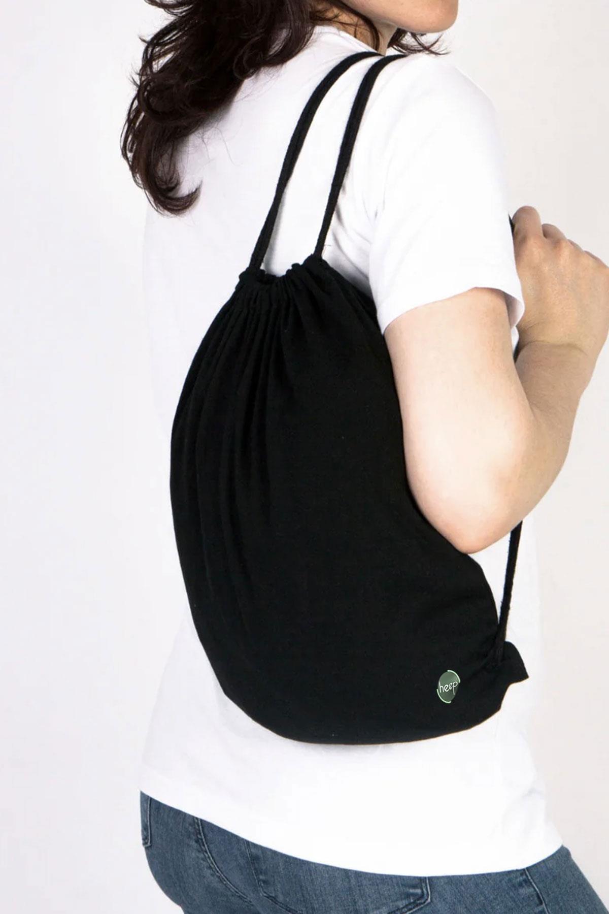 Heep Siyah 35x40 cm Unisex Ham Bez Büzgülü Sırt Ayakkabı Çantası HC-001-S