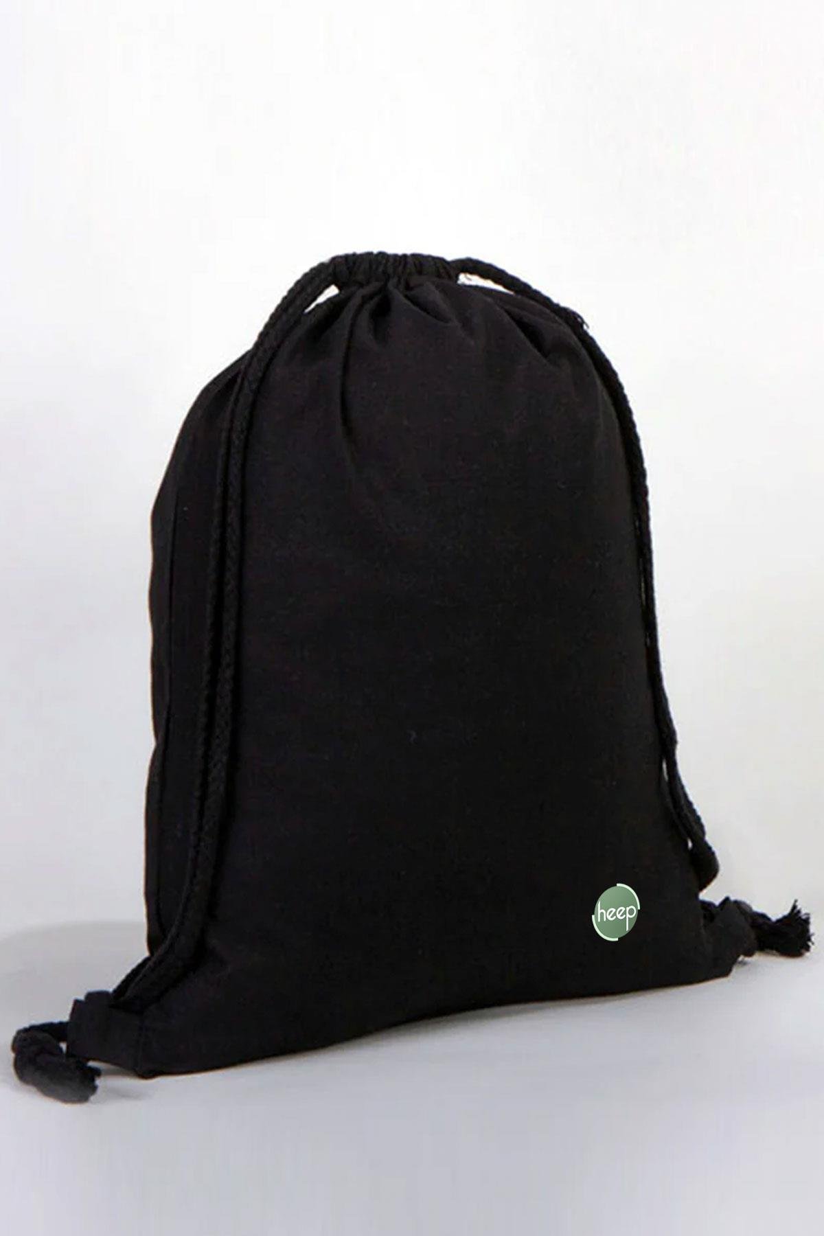 Heep Siyah 35x40 cm Unisex Ham Bez Büzgülü Sırt Ayakkabı Çantası HC-001-S