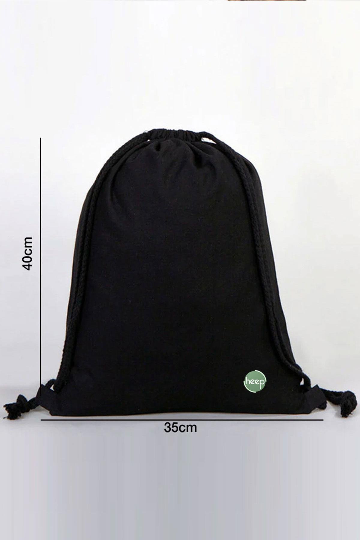 Heep Siyah 35x40 cm Unisex Ham Bez Büzgülü Sırt Ayakkabı Çantası HC-001-S