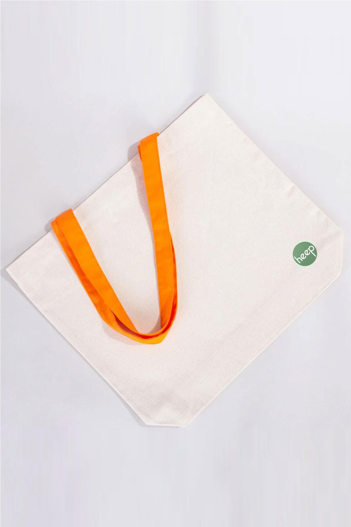 Heep Turuncu Saplı Büyük Bez Tote Çanta HC-002-KRTU