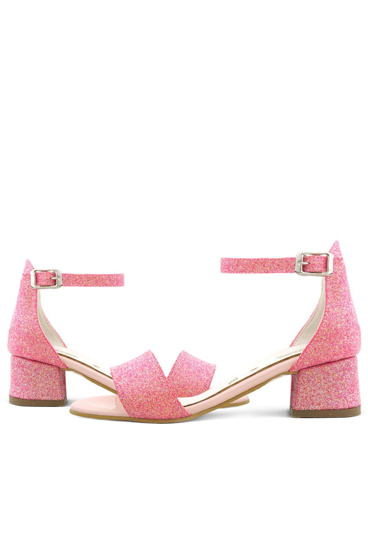 Lilo Simli Fuşya Pembe Tek Bantlı Kız Çocuk Topuklu Abiye Ayakkabı B609-FUS.30