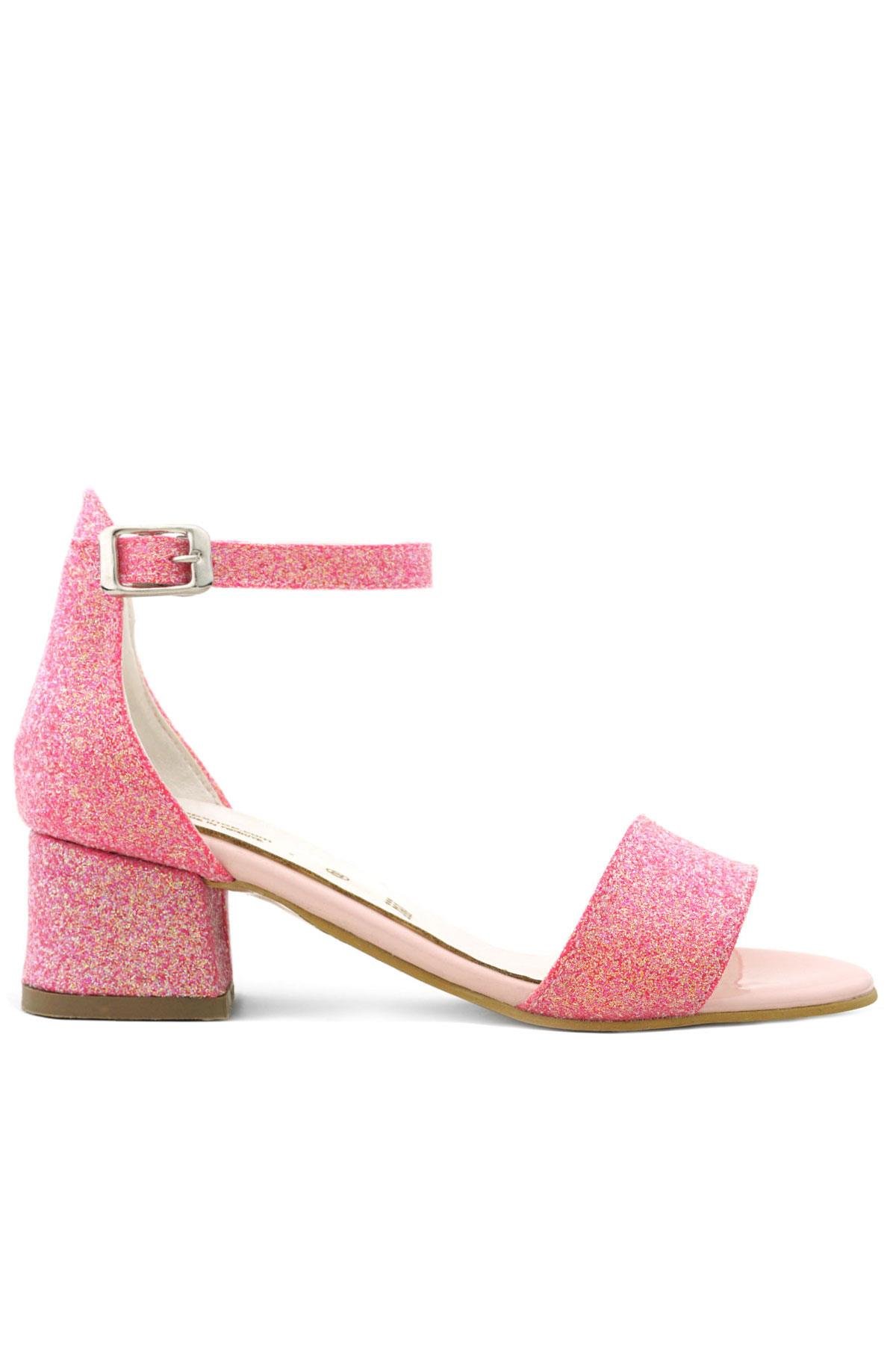 Lilo Simli Fuşya Pembe Tek Bantlı Kız Çocuk Topuklu Abiye Ayakkabı B609-FUS.30